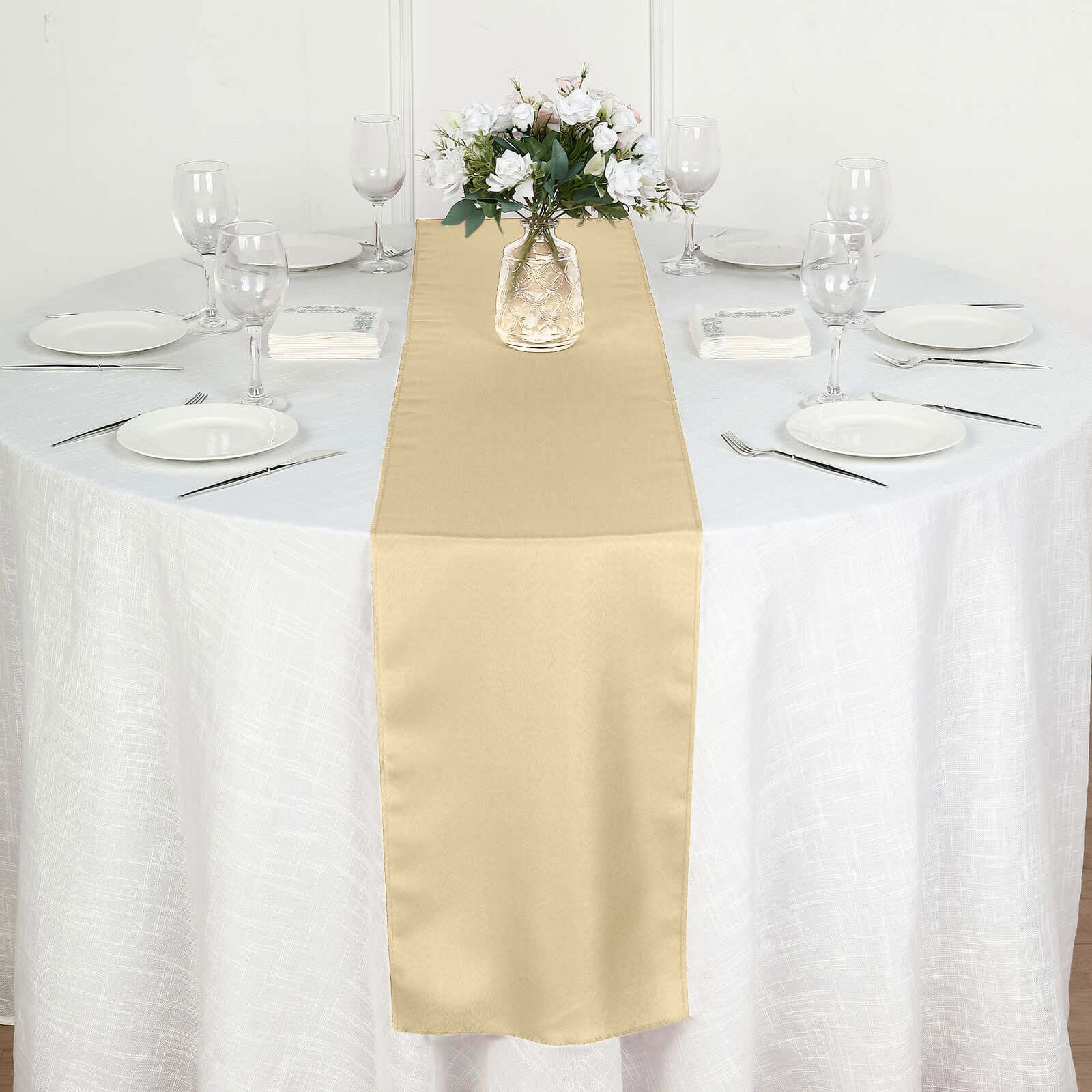 Polyester Table Runner 12"x108" Champagne - Wrinkle-Resistant & Durable Table Decor - Image 5
