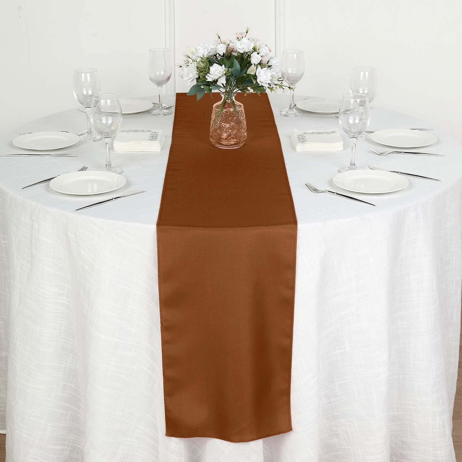Polyester Table Runner 12"x108" Cinnamon Brown - Wrinkle-Resistant & Durable Table Decor - Image 6