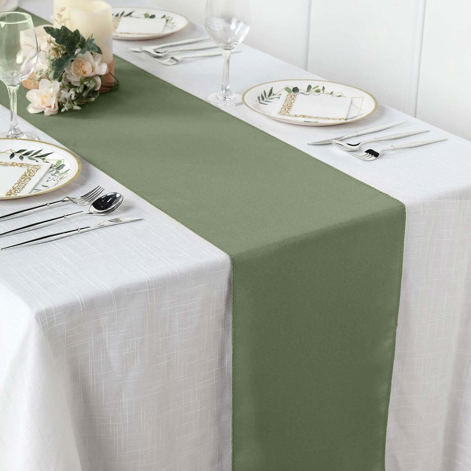 Polyester Table Runner 12"x108" Dusty Sage Green - Wrinkle-Resistant & Durable Table Decor - Image 2