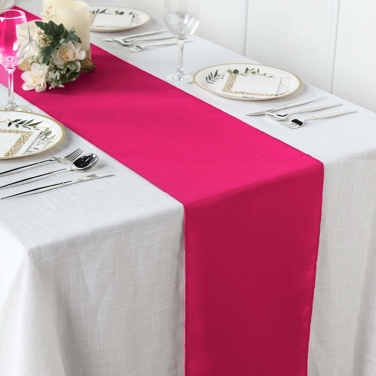 Polyester Table Runner 12"x108" Fuchsia - Wrinkle-Resistant & Durable Table Decor - Image 2
