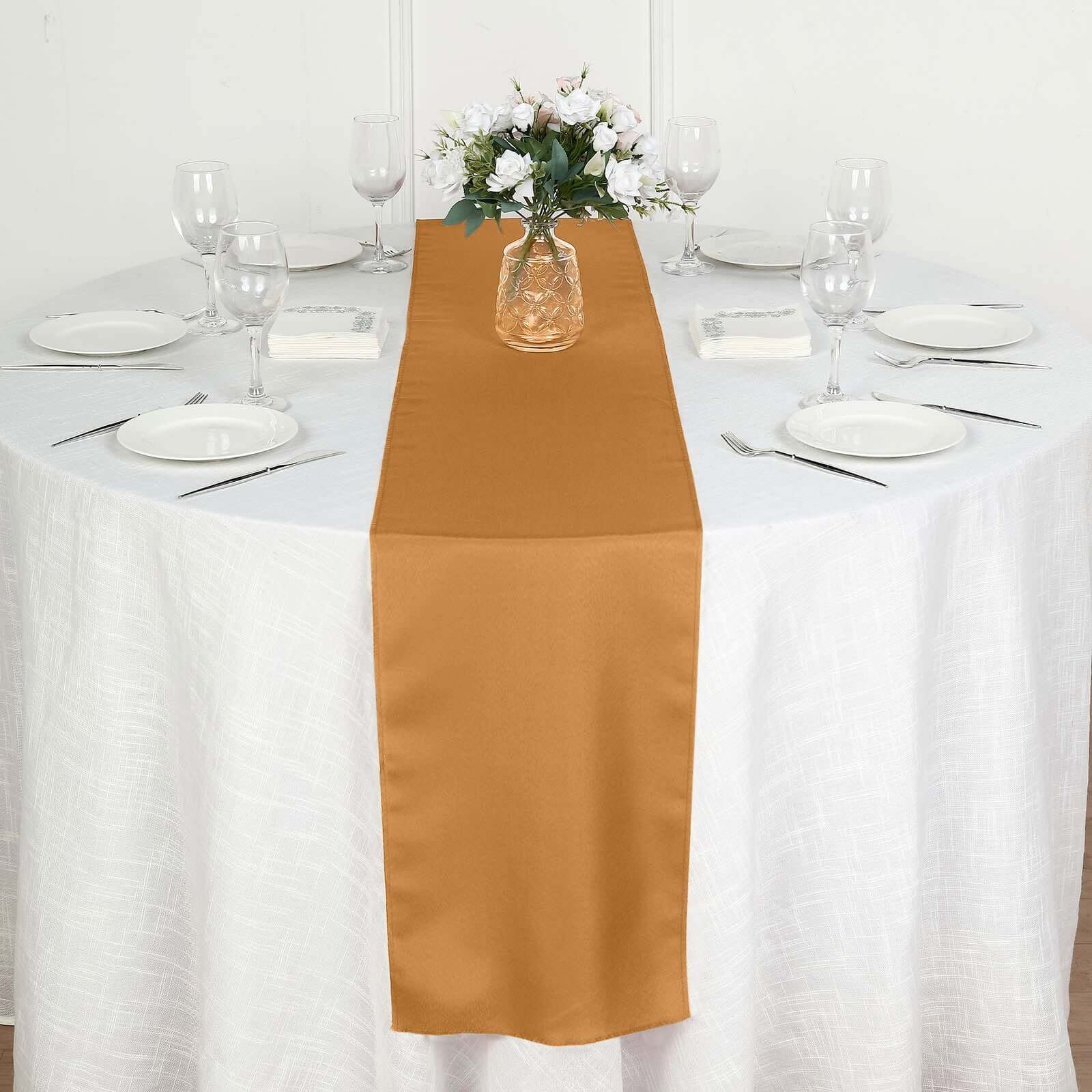 Polyester Table Runner 12"x108" Gold - Wrinkle-Resistant & Durable Table Decor for Events - Image 6