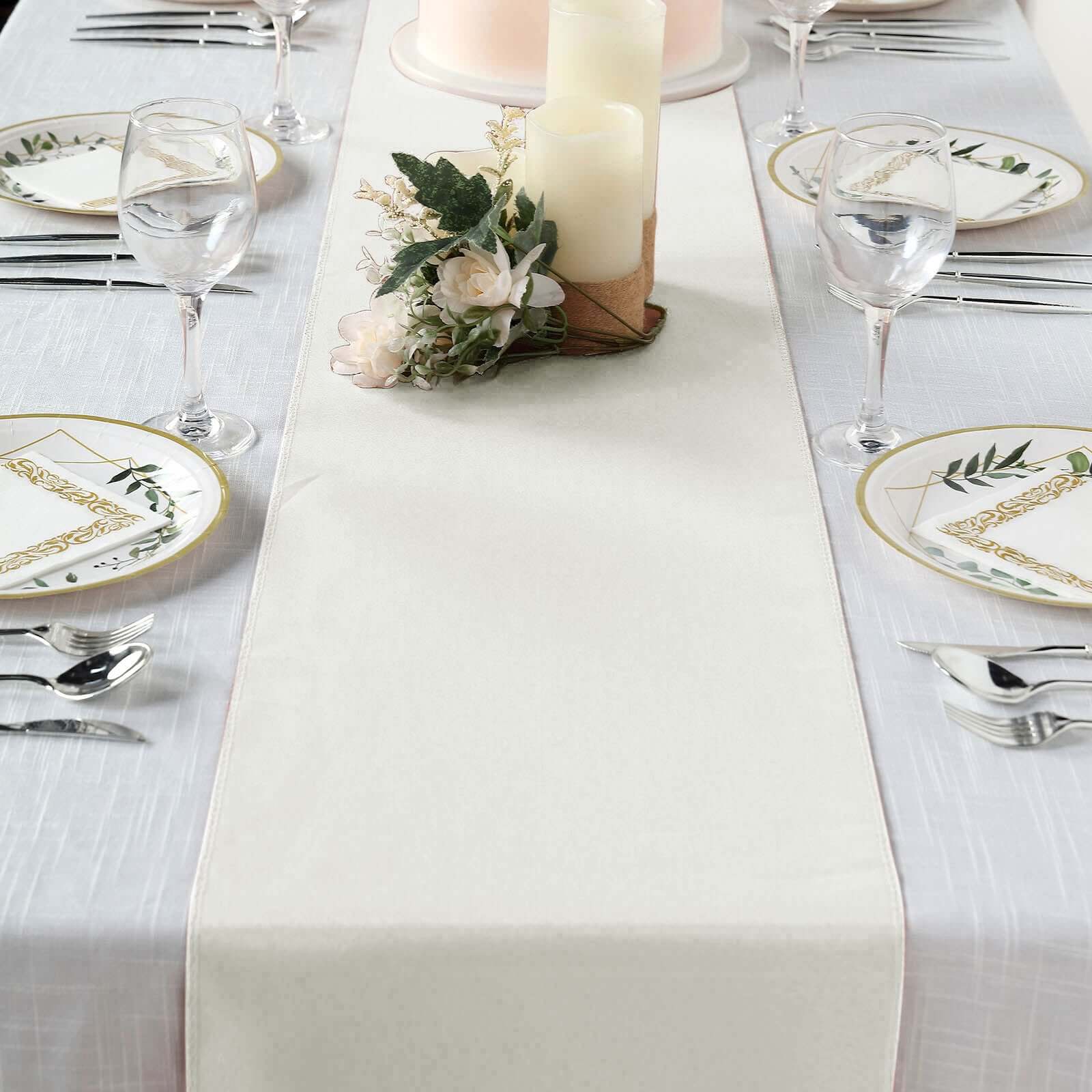 Polyester Table Runner 12"x108" Ivory - Wrinkle-Resistant & Durable Table Decor