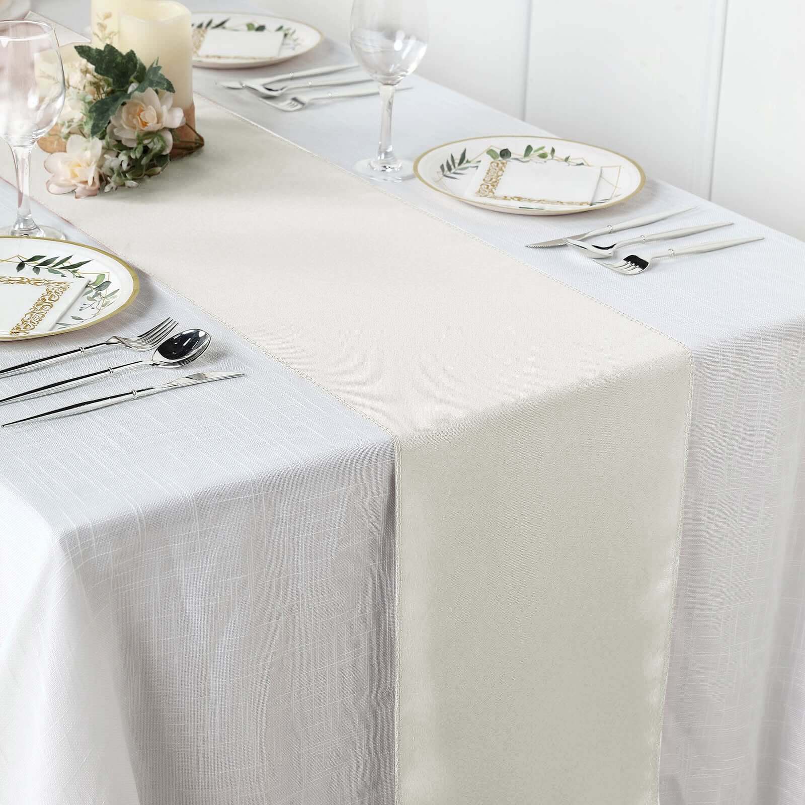 Polyester Table Runner 12"x108" Ivory - Wrinkle-Resistant & Durable Table Decor - Image 2