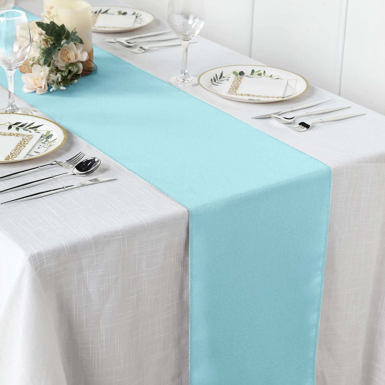 Polyester Table Runner 12"x108" Light Blue - Wrinkle-Resistant & Durable Table Decor - Image 2