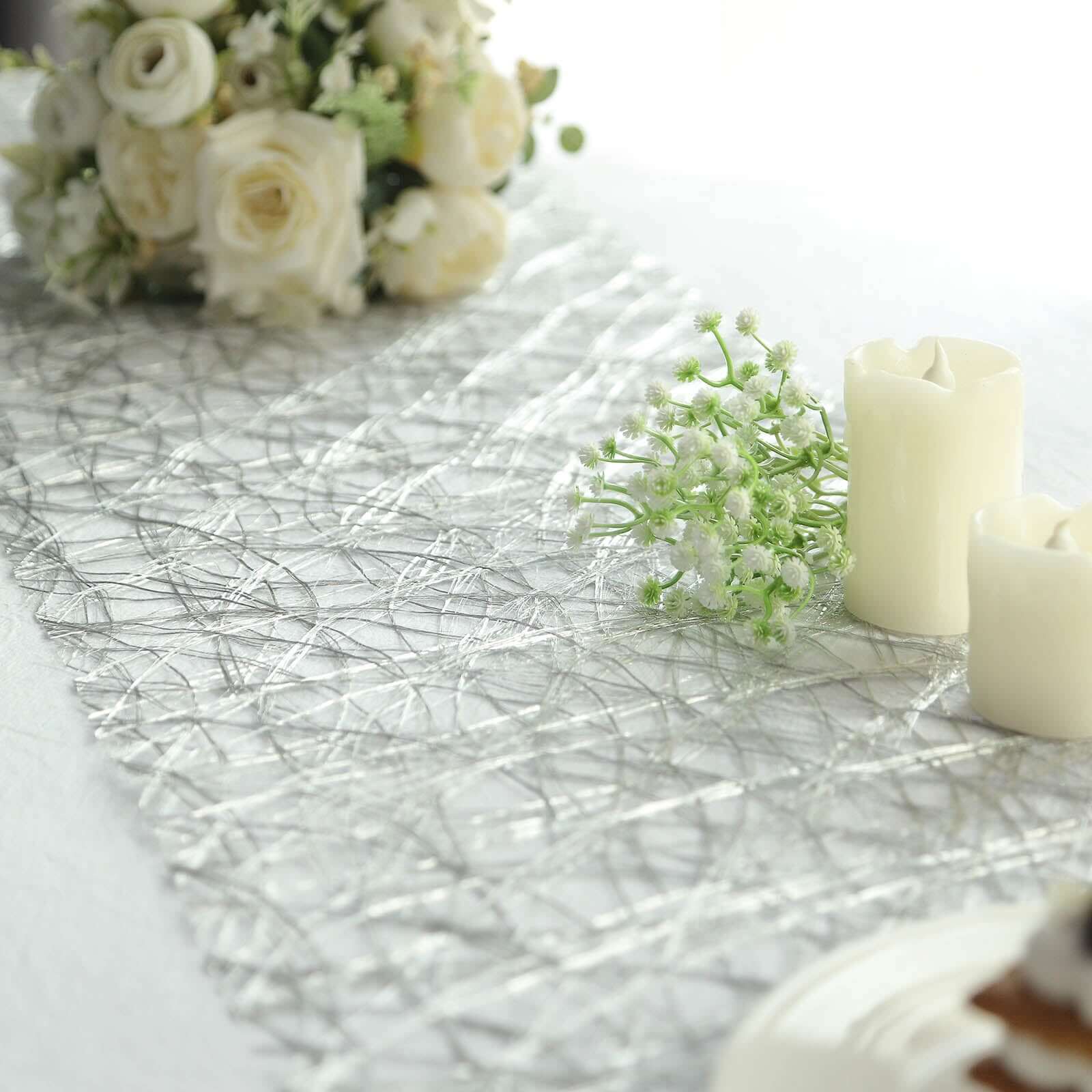 Polyester Table Runner 12"x108" Metallic Silver Disposable Non-Woven Fiber Roll - Stylish & Classy Table Decor - Image 10