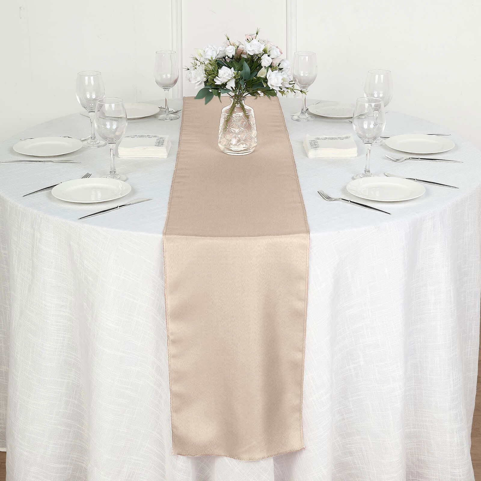 Polyester Table Runner 12"x108" Nude - Wrinkle-Resistant & Durable Table Decor - Image 6