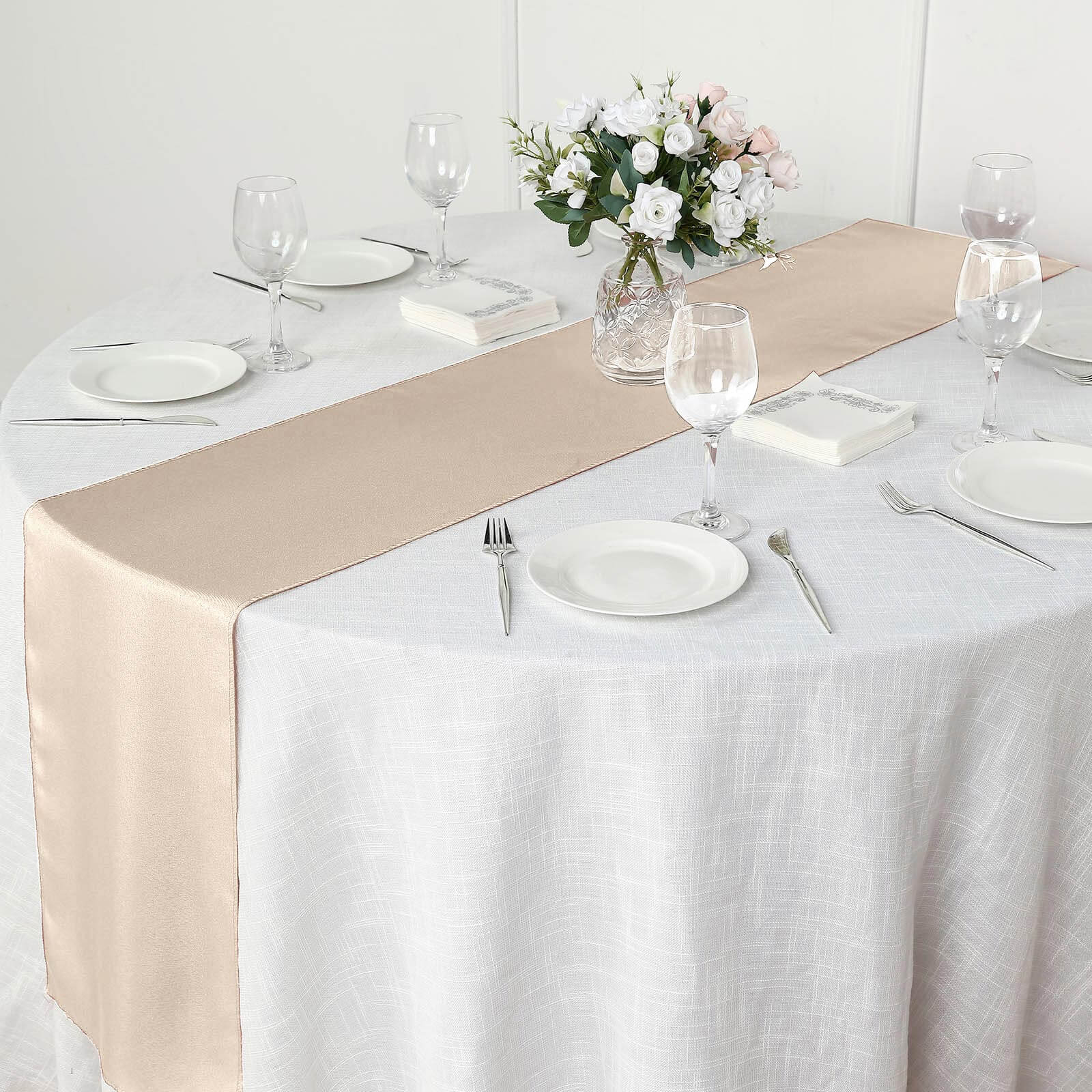 Polyester Table Runner 12"x108" Nude - Wrinkle-Resistant & Durable Table Decor - Image 7