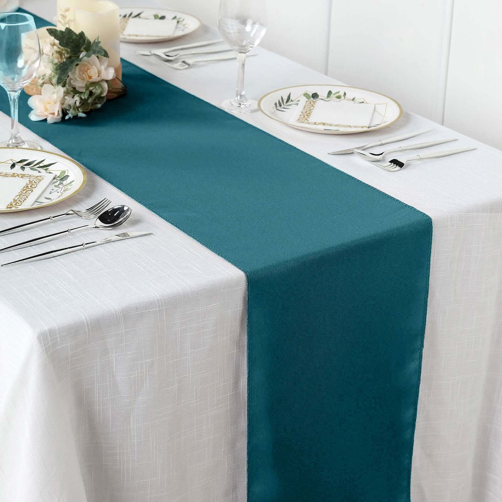 Polyester Table Runner 12"x108" Peacock Teal - Wrinkle-Resistant & Durable Table Decor - Image 2