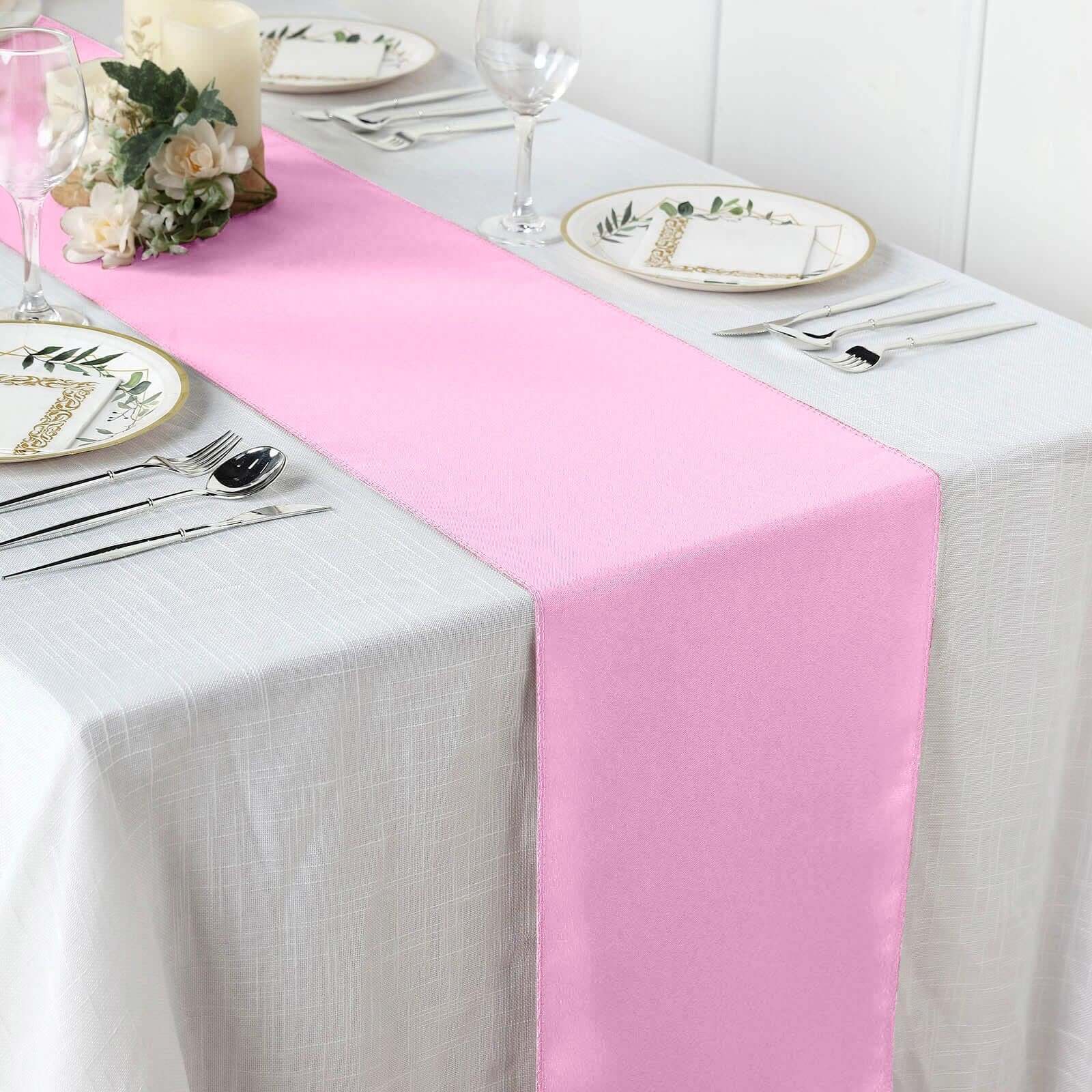 Polyester Table Runner 12"x108" Pink - Wrinkle-Resistant & Durable Table Decor - Image 2