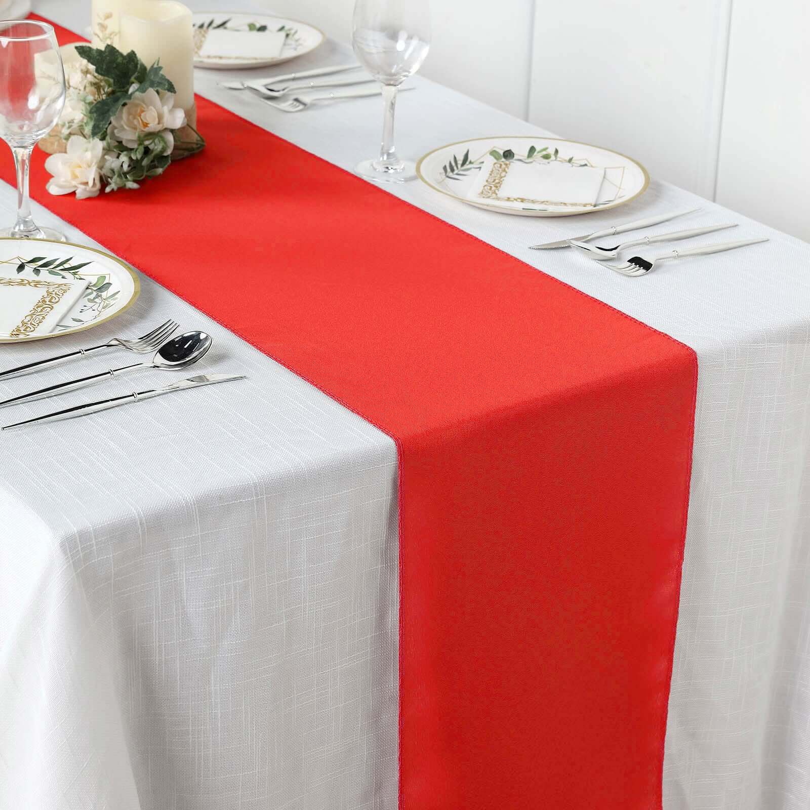 Polyester Table Runner 12"x108" Red - Wrinkle-Resistant & Durable Table Decor - Image 2