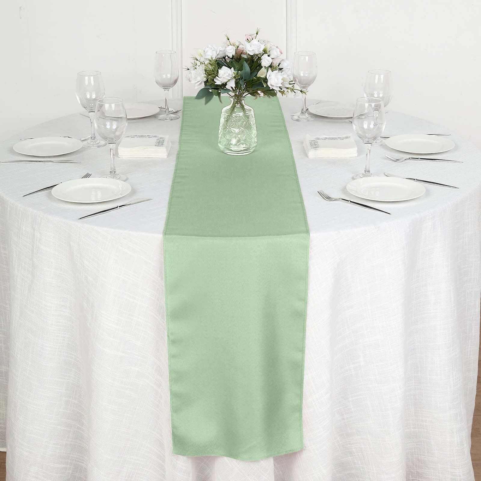Polyester Table Runner 12"x108" Sage Green - Wrinkle-Resistant & Durable Table Decor - Image 5