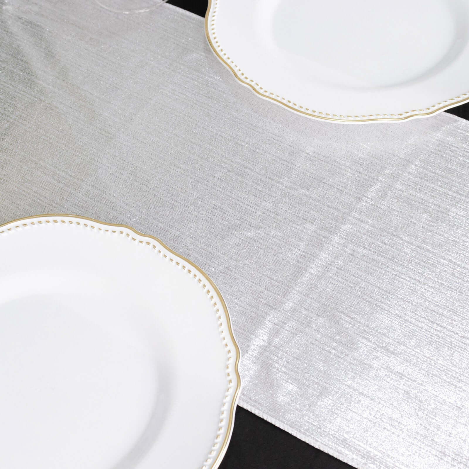 Polyester Table Runner 12"x108" Silver with Shimmer Sequin Dots Design - Wrinkle-Free Finish - Image 12