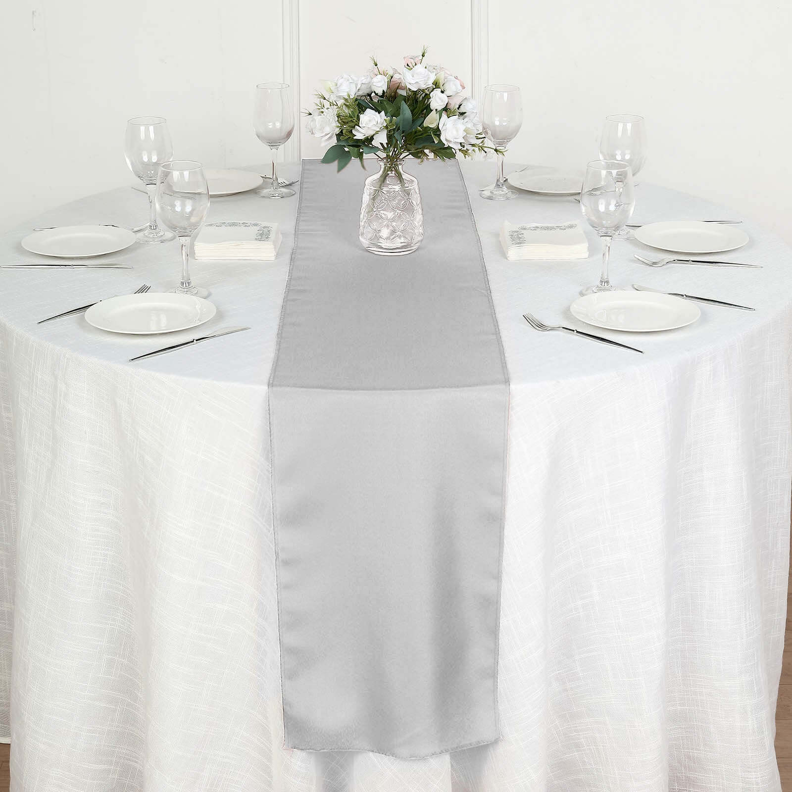 Polyester Table Runner 12"x108" Silver - Wrinkle-Resistant & Durable Table Decor - Image 6