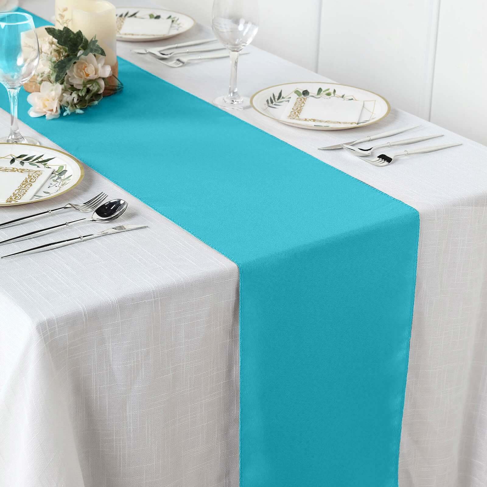 Polyester Table Runner 12"x108" Turquoise - Wrinkle-Resistant & Durable Table Decor - Image 2