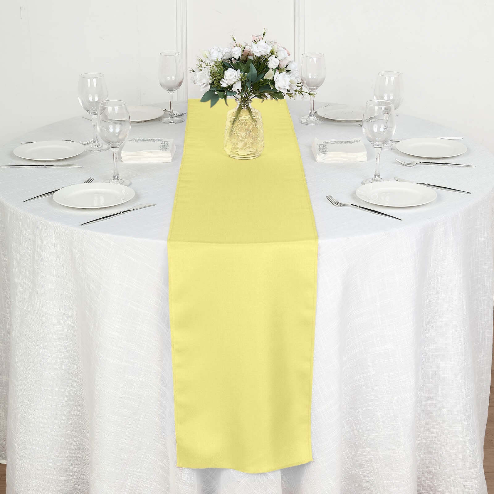 Polyester Table Runner 12"x108" Yellow - Wrinkle-Resistant & Durable Table Decor - Image 5