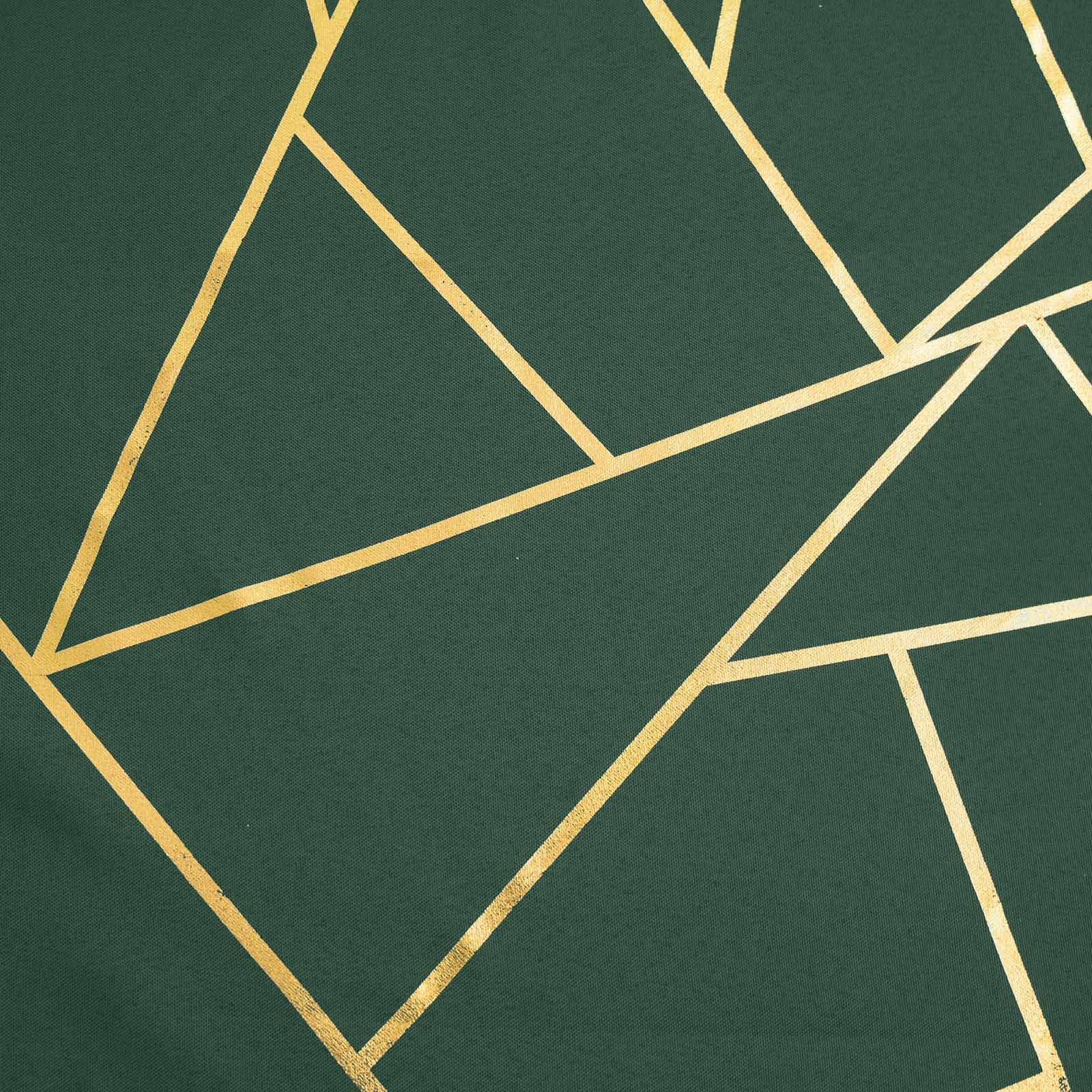 Polyester Table Runner 9ft Hunter Emerald Green with Gold Foil Geometric Pattern - Image 8