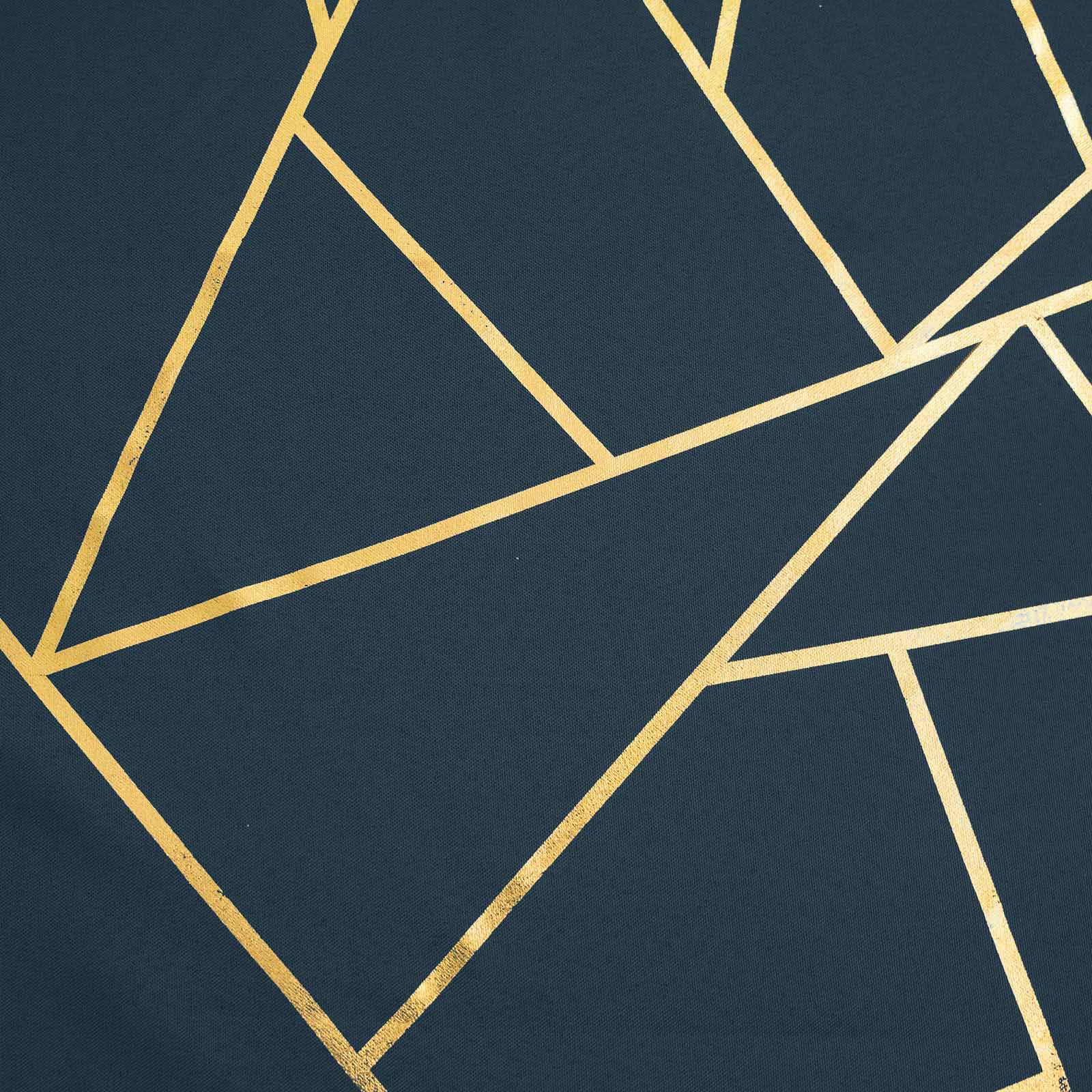 Polyester Table Runner 9ft Navy Blue with Gold Foil Geometric Pattern - Image 8