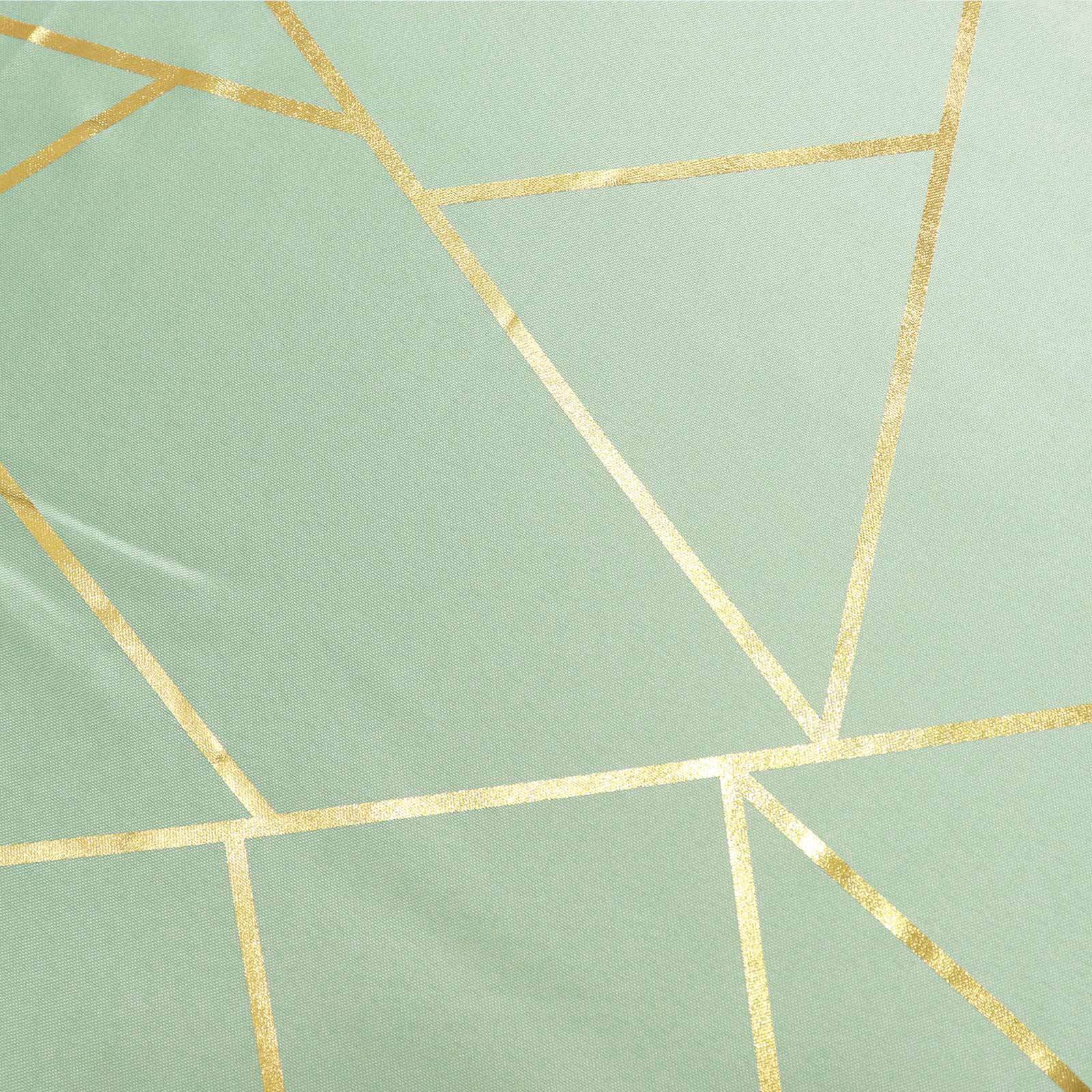 Polyester Table Runner 9ft Sage Green - Gold Foil Geometric Pattern - Image 12