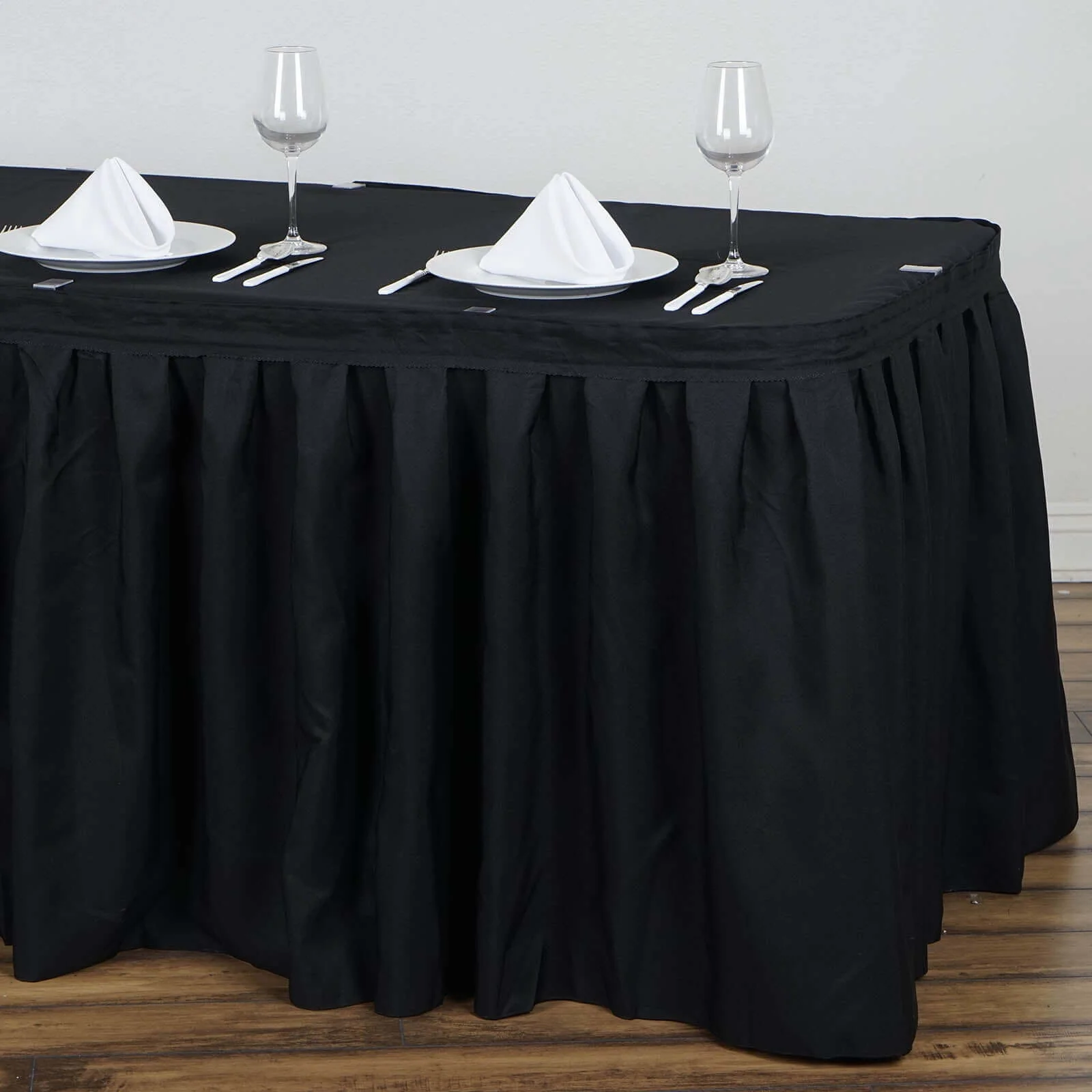 Polyester Table Skirt 14ft Black - Stylish Pleated Table Cover - Image 6