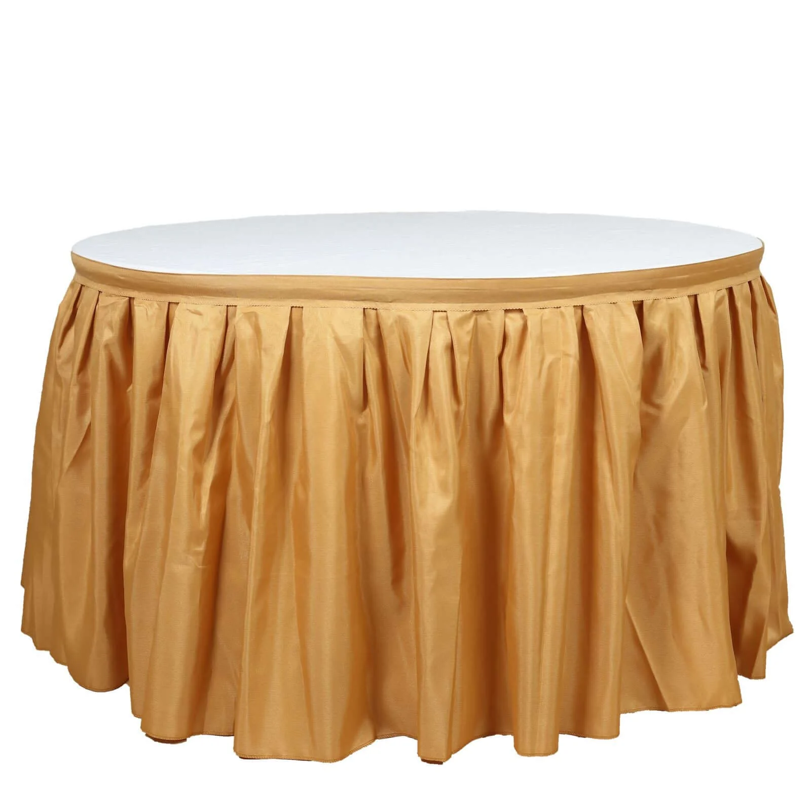 Polyester Table Skirt 14ft Gold - Stylish Pleated Table Cover - Image 6