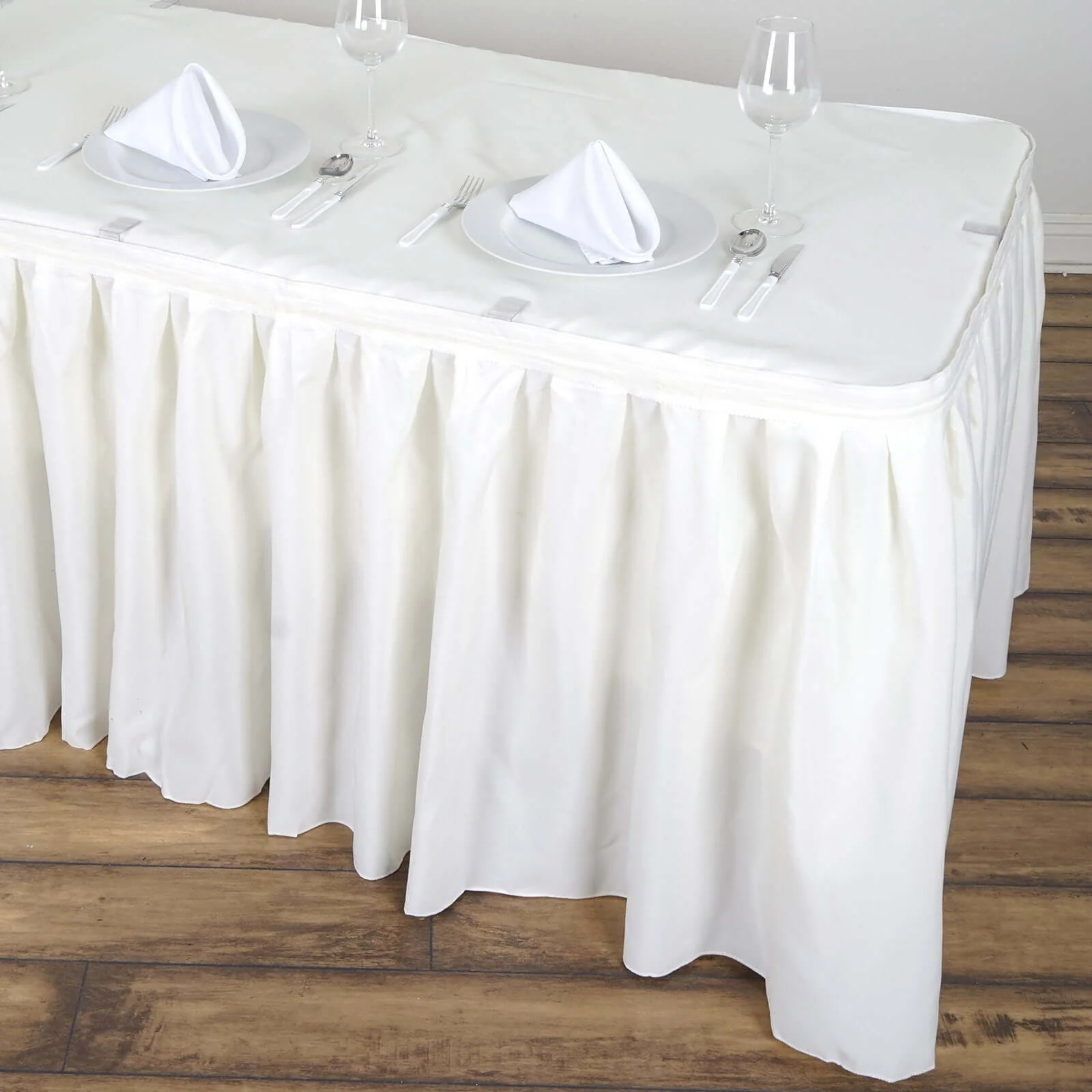 Polyester Table Skirt 14ft Ivory - Stylish Pleated Table Cover - Image 6