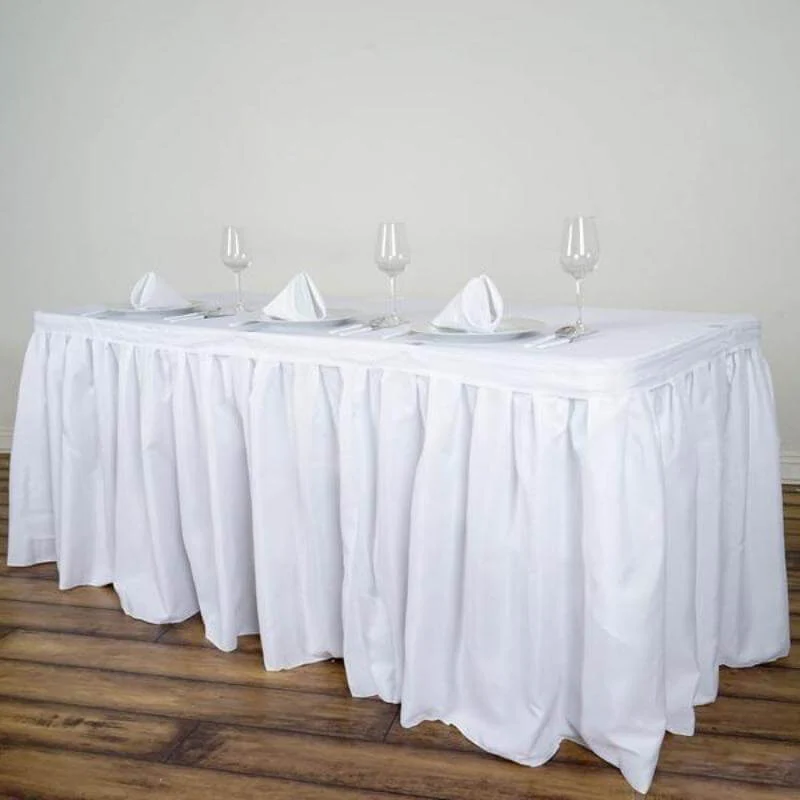 Polyester Table Skirt 14ft White - Stylish Pleated Table Cover - Image 2