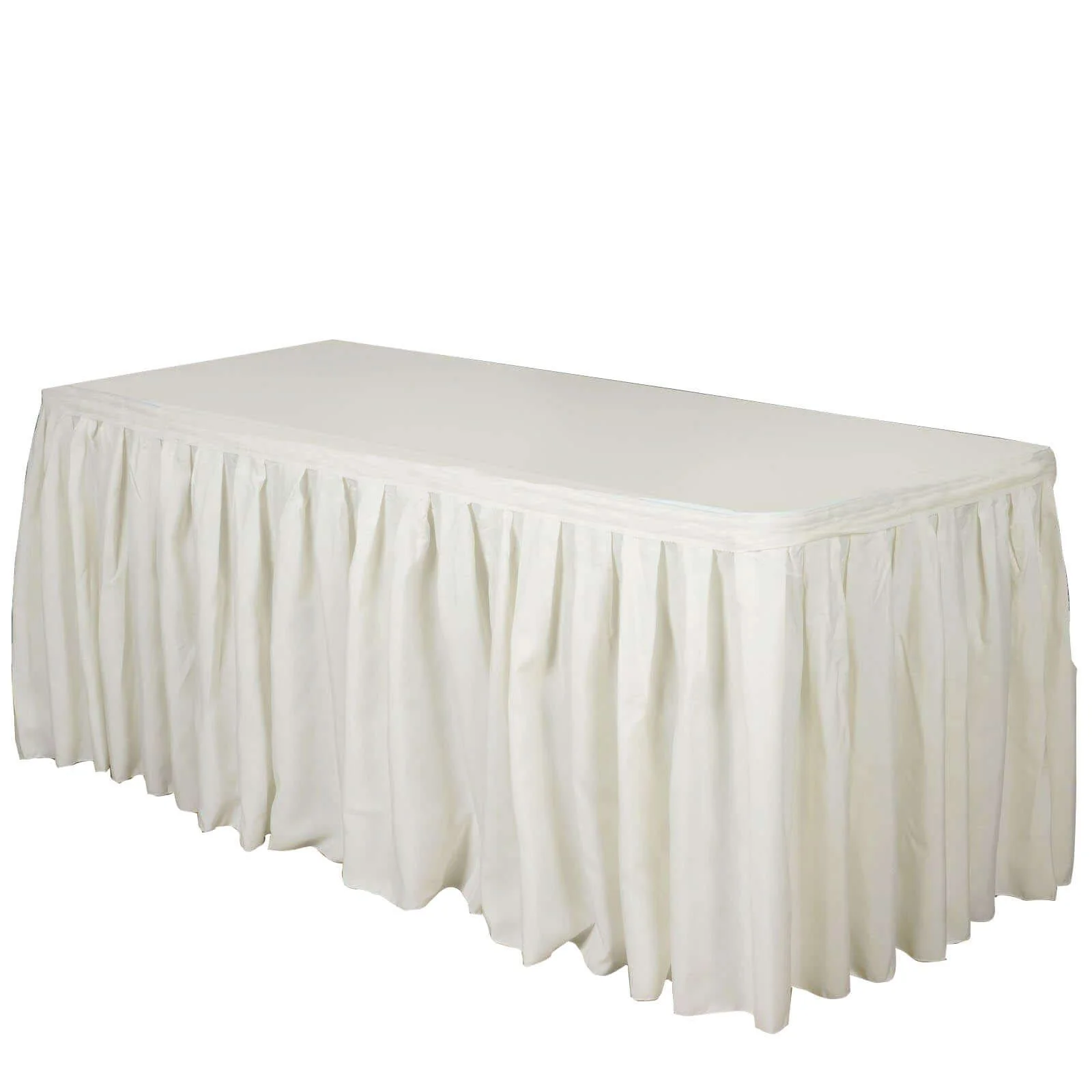 Polyester Table Skirt 17ft Ivory - Stylish Pleated Table Cover - Image 3