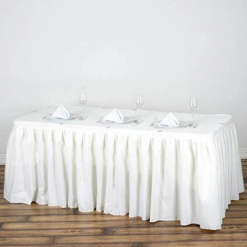 Polyester Table Skirt 17ft Ivory - Stylish Pleated Table Cover - Image 6