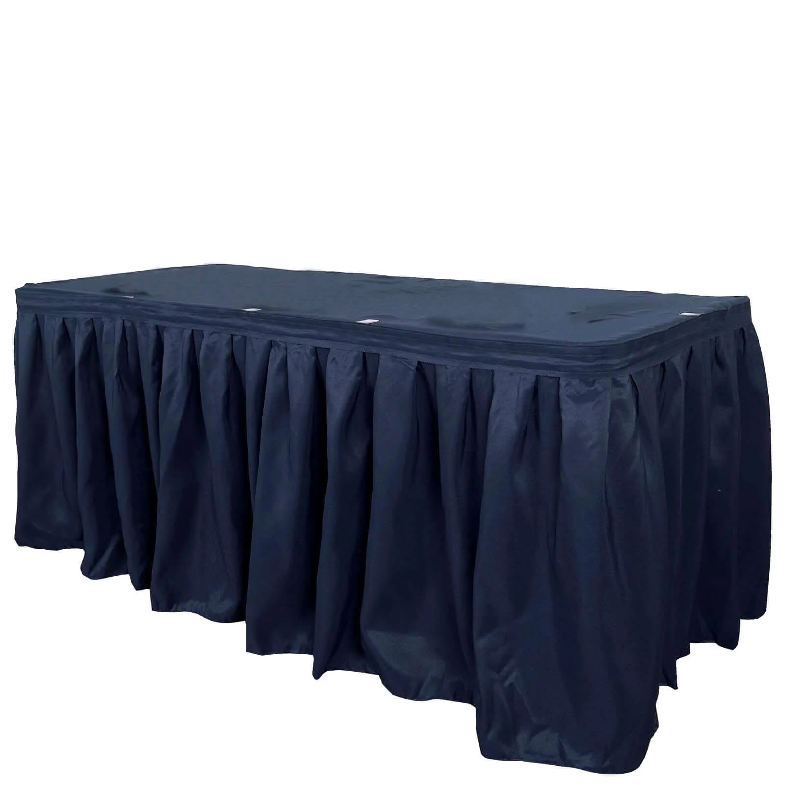 Polyester Table Skirt 17ft Navy Blue - Stylish Pleated Table Cover - Image 3