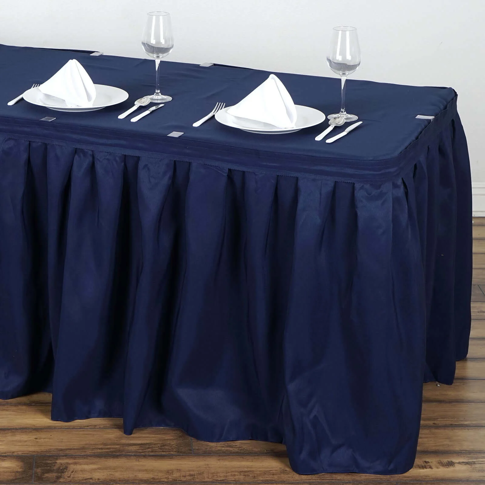 Polyester Table Skirt 17ft Navy Blue - Stylish Pleated Table Cover - Image 6