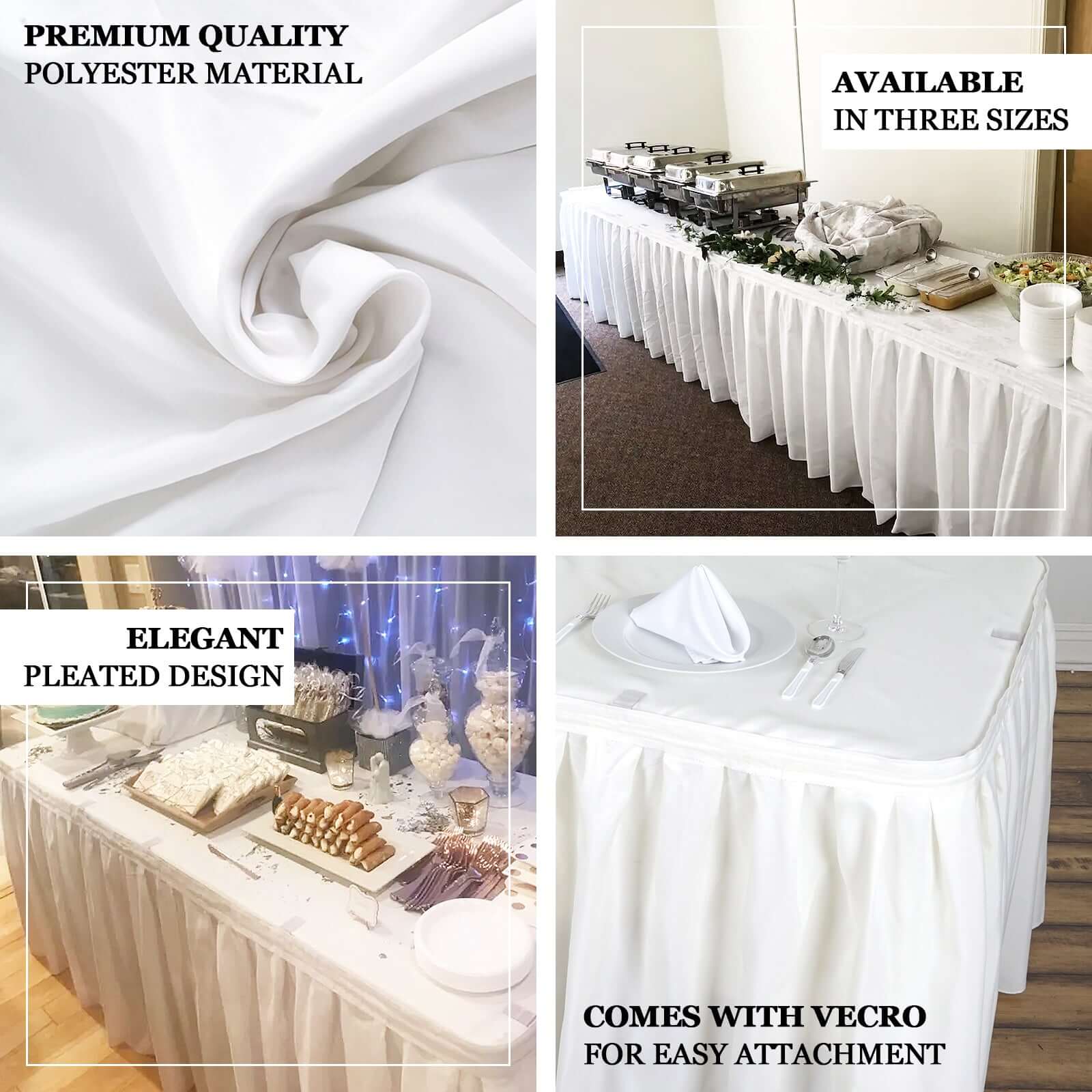 Polyester Table Skirt 17ft White - Stylish Pleated Banquet Folding Table Cover - Image 4