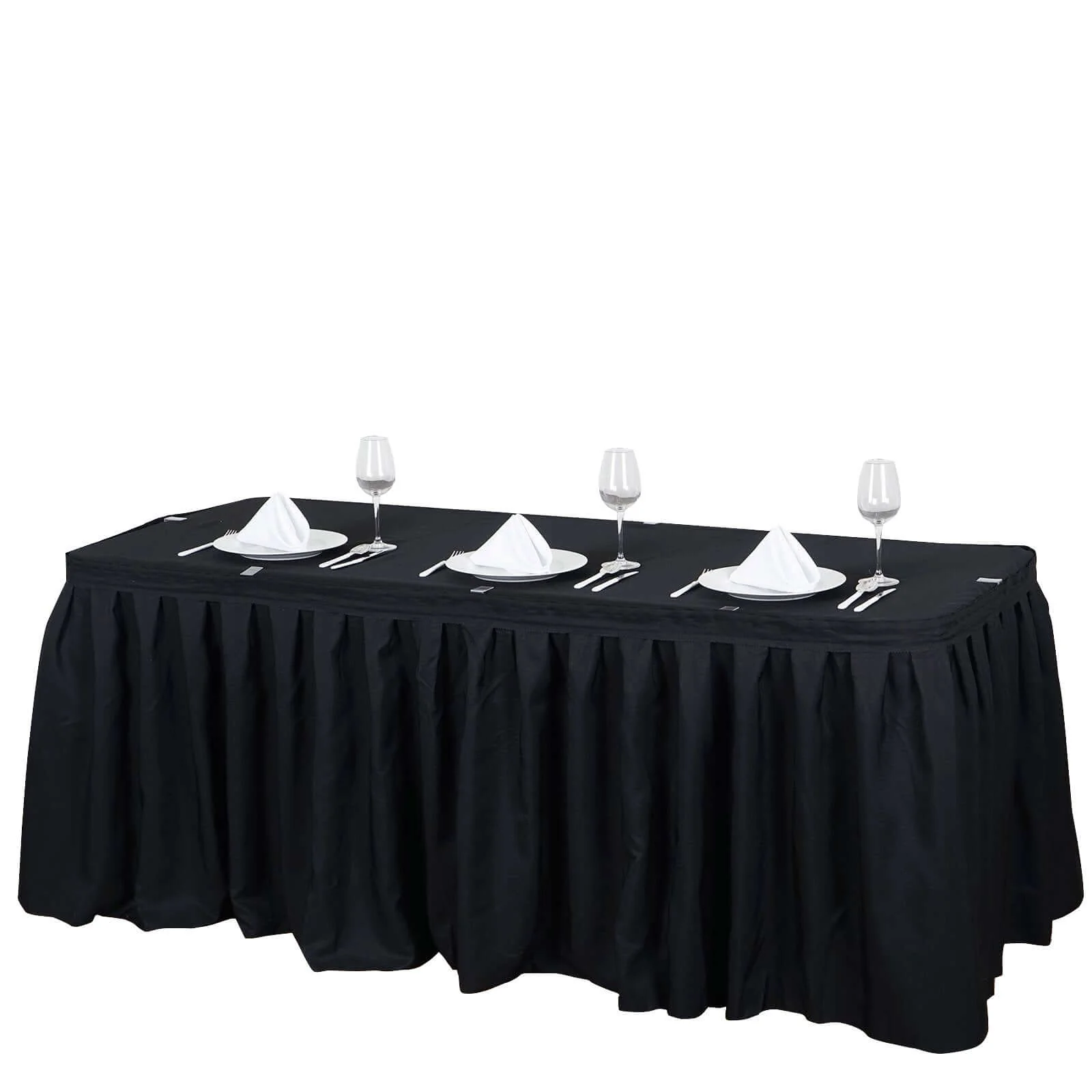 Polyester Table Skirt 21ft Black - Stylish Pleated Table Cover - Image 3