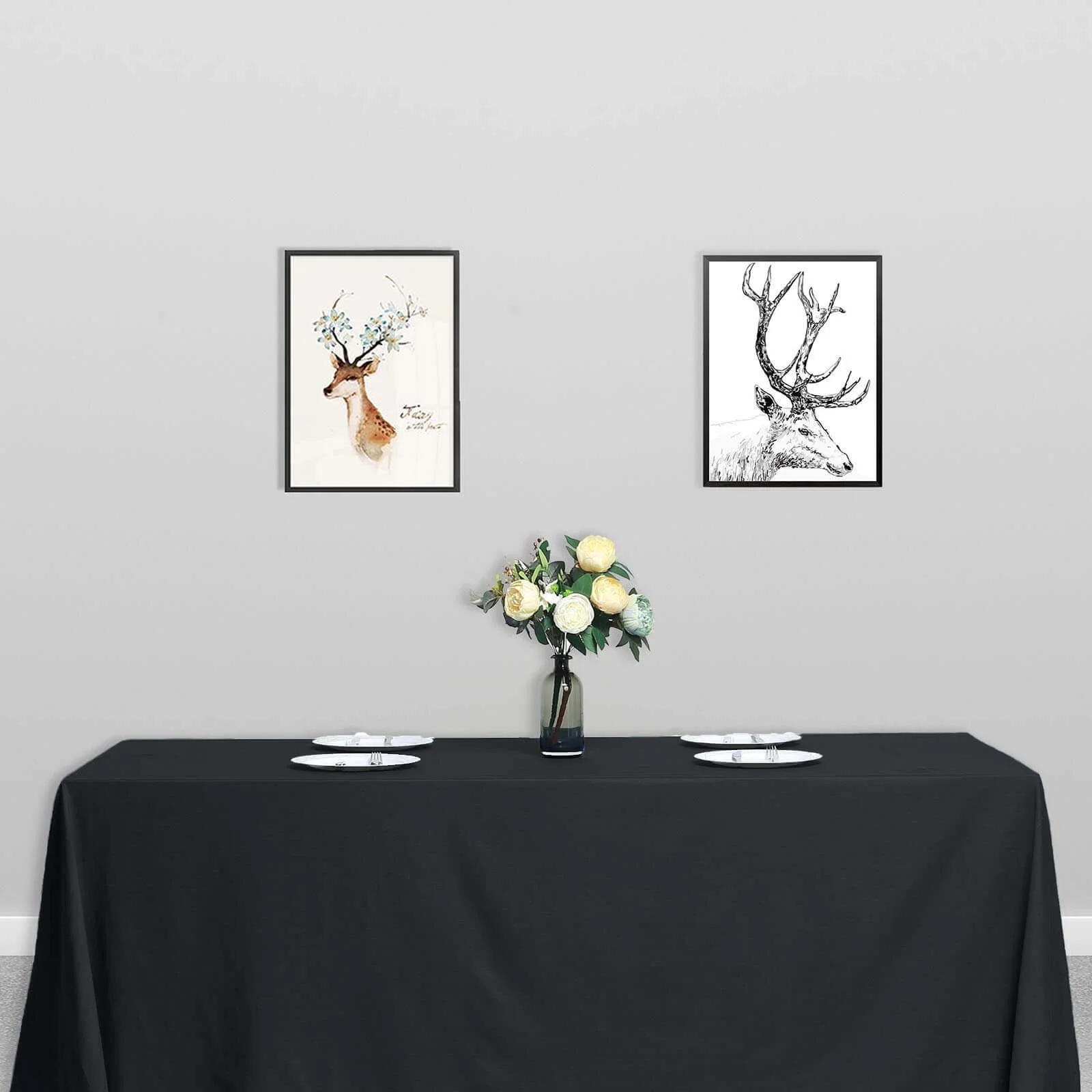 Polyester Rectangle Tablecloth 90"x132" Black with Seamless Finish - Sophisticated Style for Wedding Receptions - Image 2
