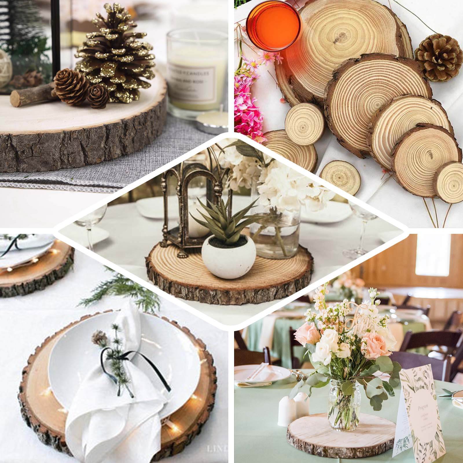 Poplar Wood Slabs Rustic Round Slices 9" Dia - Natural Table Decor for Weddings & Events - Image 5