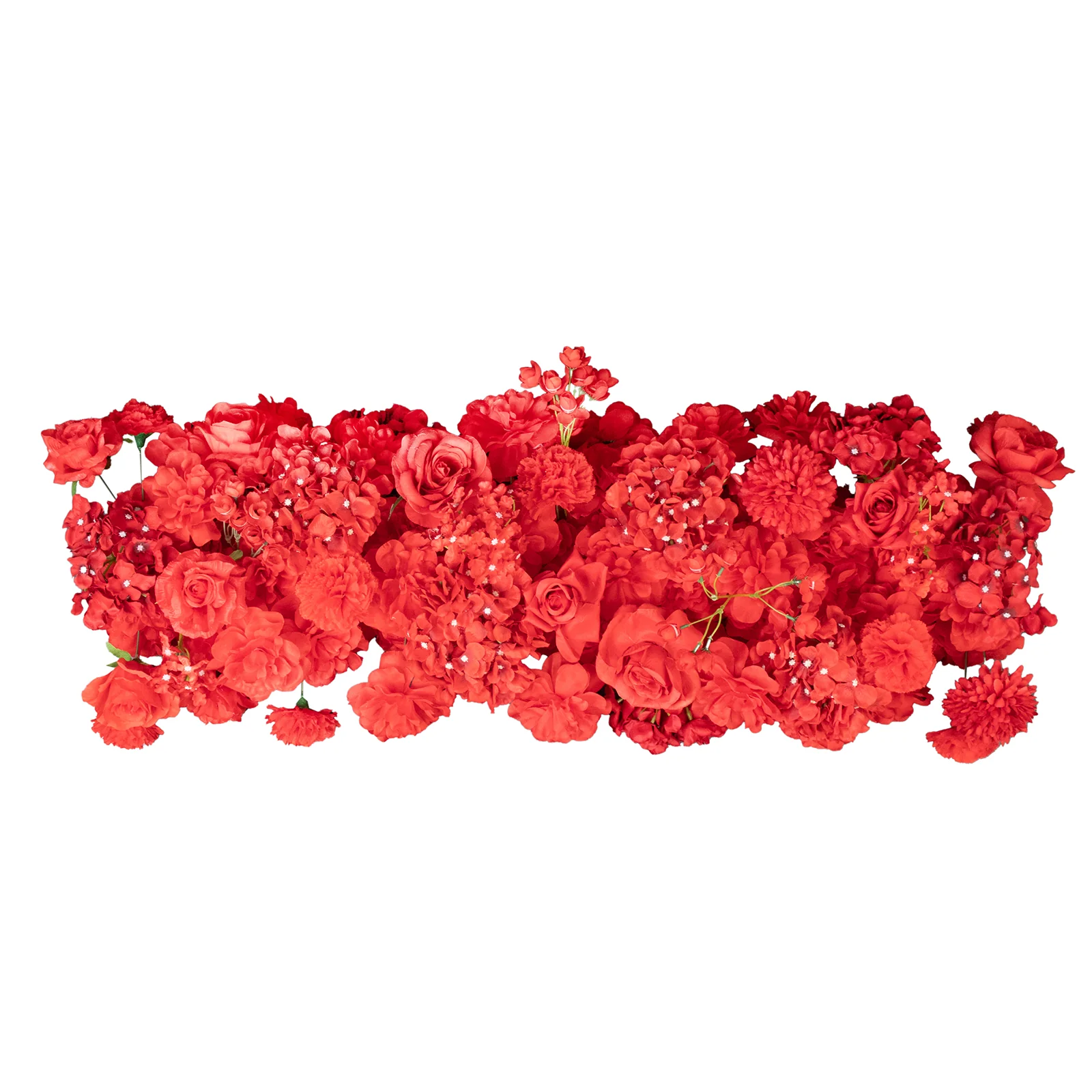 Pre-Arranged Silk Flower Runner 40"x16" Mixed Red – Roses, Hydrangeas, Chrysanthemums & Peonies for Wedding Table & Arch Decor - Image 2