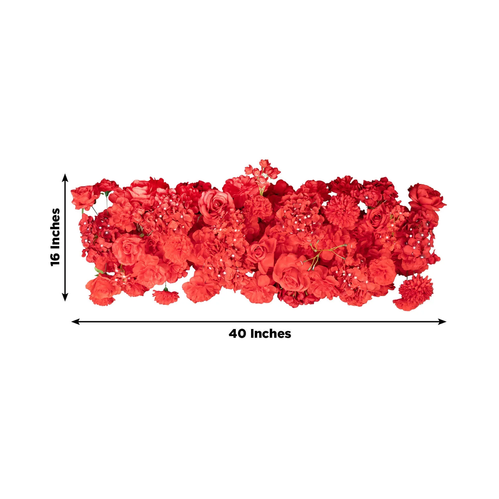 Pre-Arranged Silk Flower Runner 40"x16" Mixed Red – Roses, Hydrangeas, Chrysanthemums & Peonies for Wedding Table & Arch Decor - Image 3