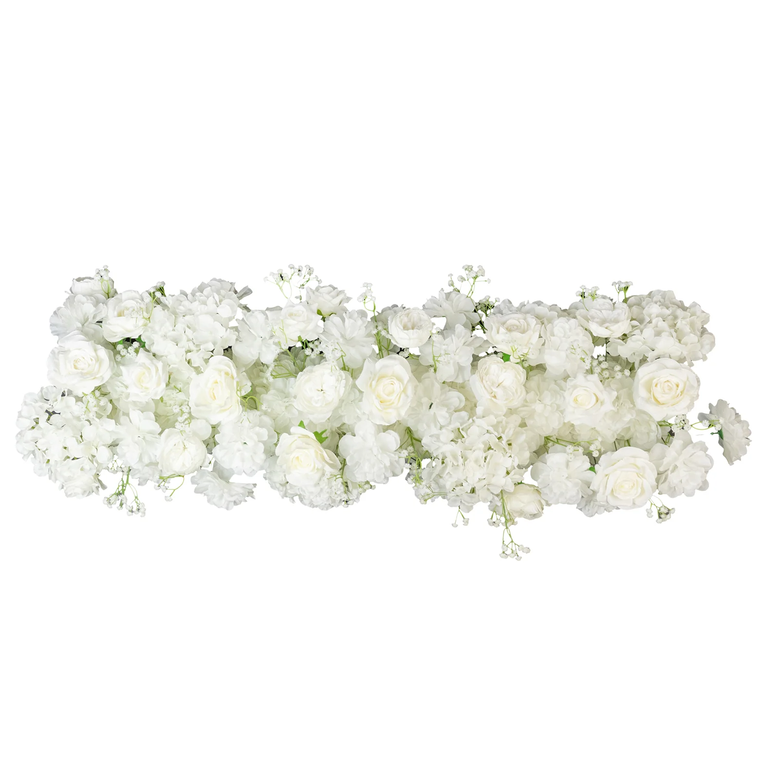 Pre-Arranged Silk Flower Runner 40"x16" – White Roses, Hydrangeas & Baby's Breath for Wedding Table & Arch Decor - Image 2