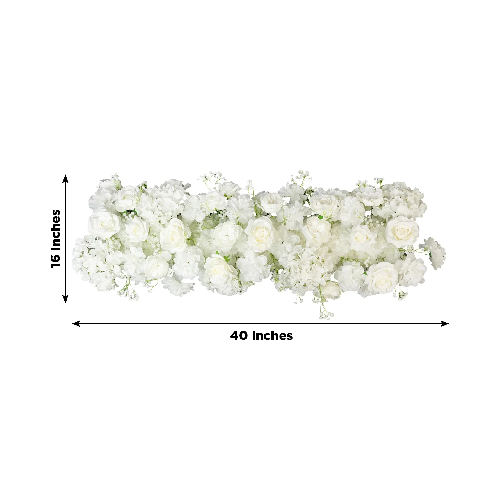 Pre-Arranged Silk Flower Runner 40"x16" – White Roses, Hydrangeas & Baby's Breath for Wedding Table & Arch Decor - Image 3