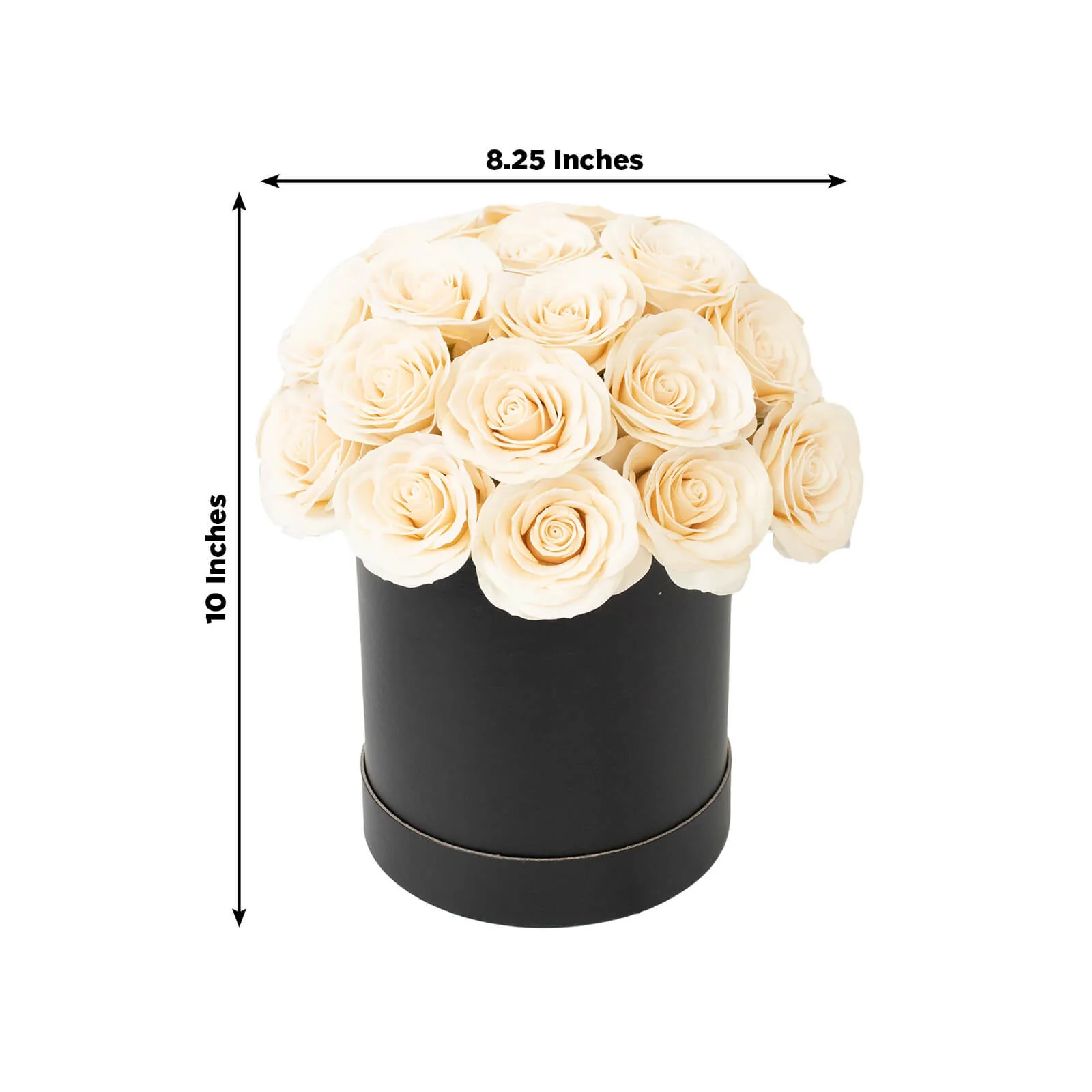 Prearranged Rose Centerpiece Arrangement, Ivory 27pcs Roses with Black Round Gift Box - Image 3