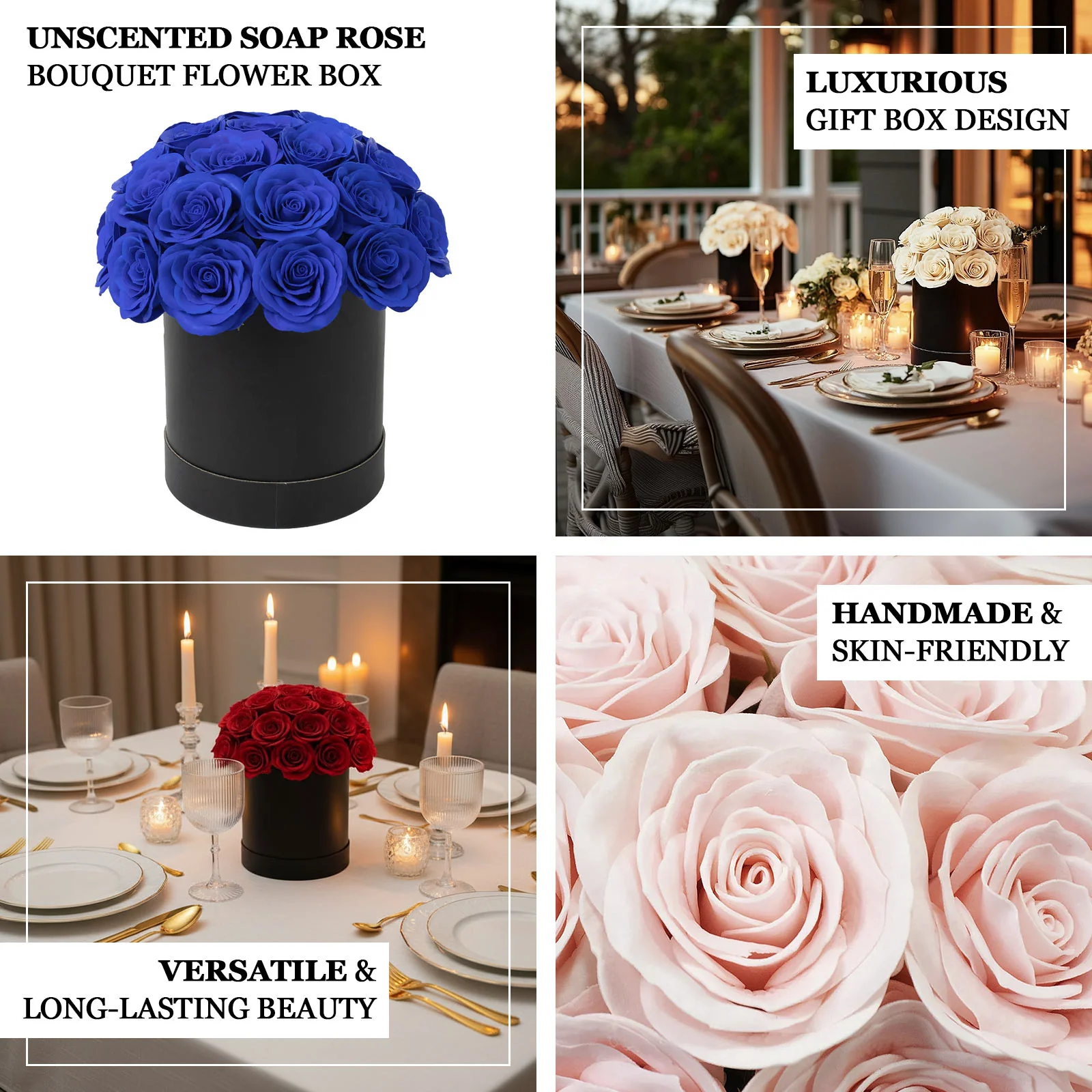 Prearranged Rose Centerpiece Arrangement, Red 27pcs Roses with Black Round Gift Box - Image 4