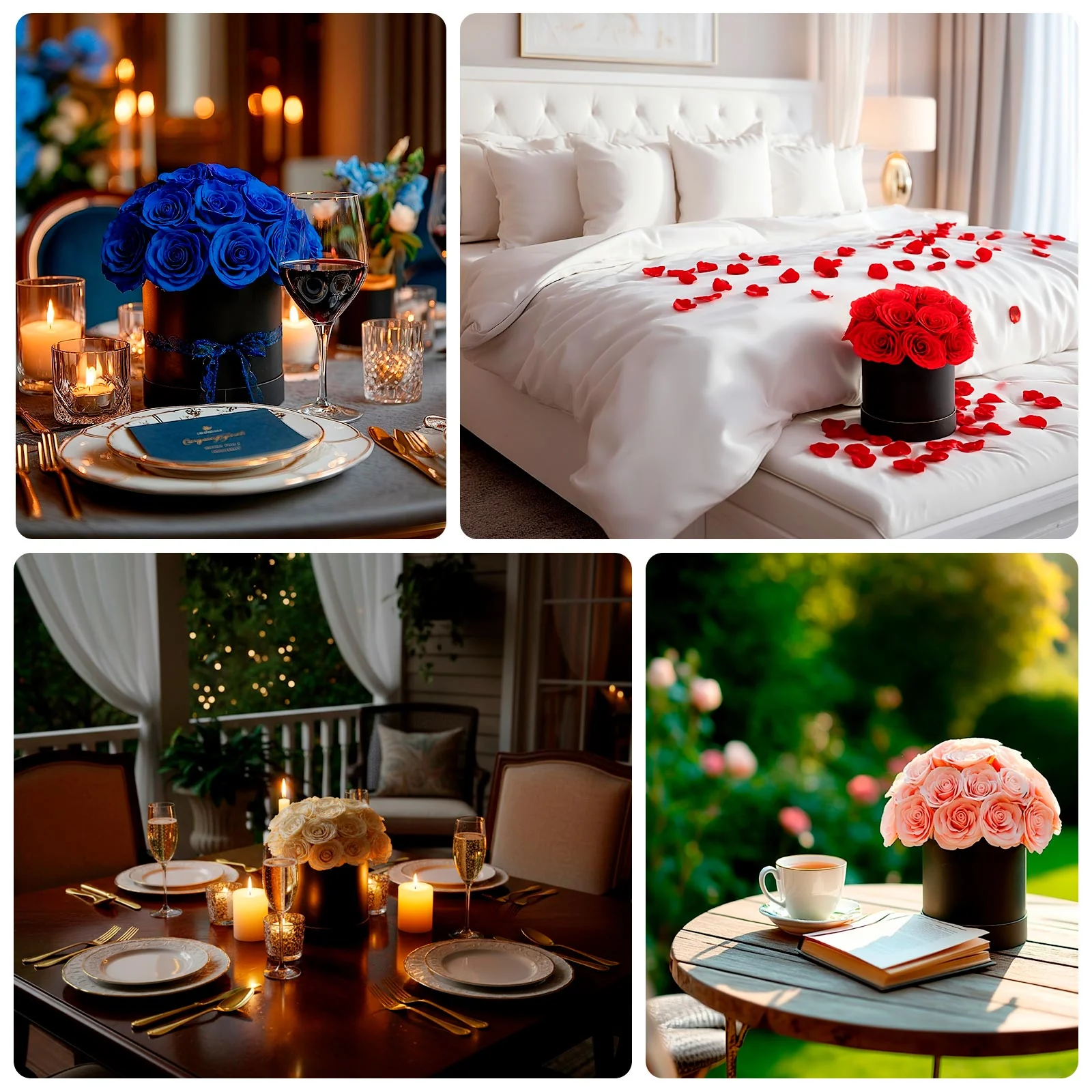 Prearranged Rose Centerpiece Arrangement, Red 27pcs Roses with Black Round Gift Box - Image 5
