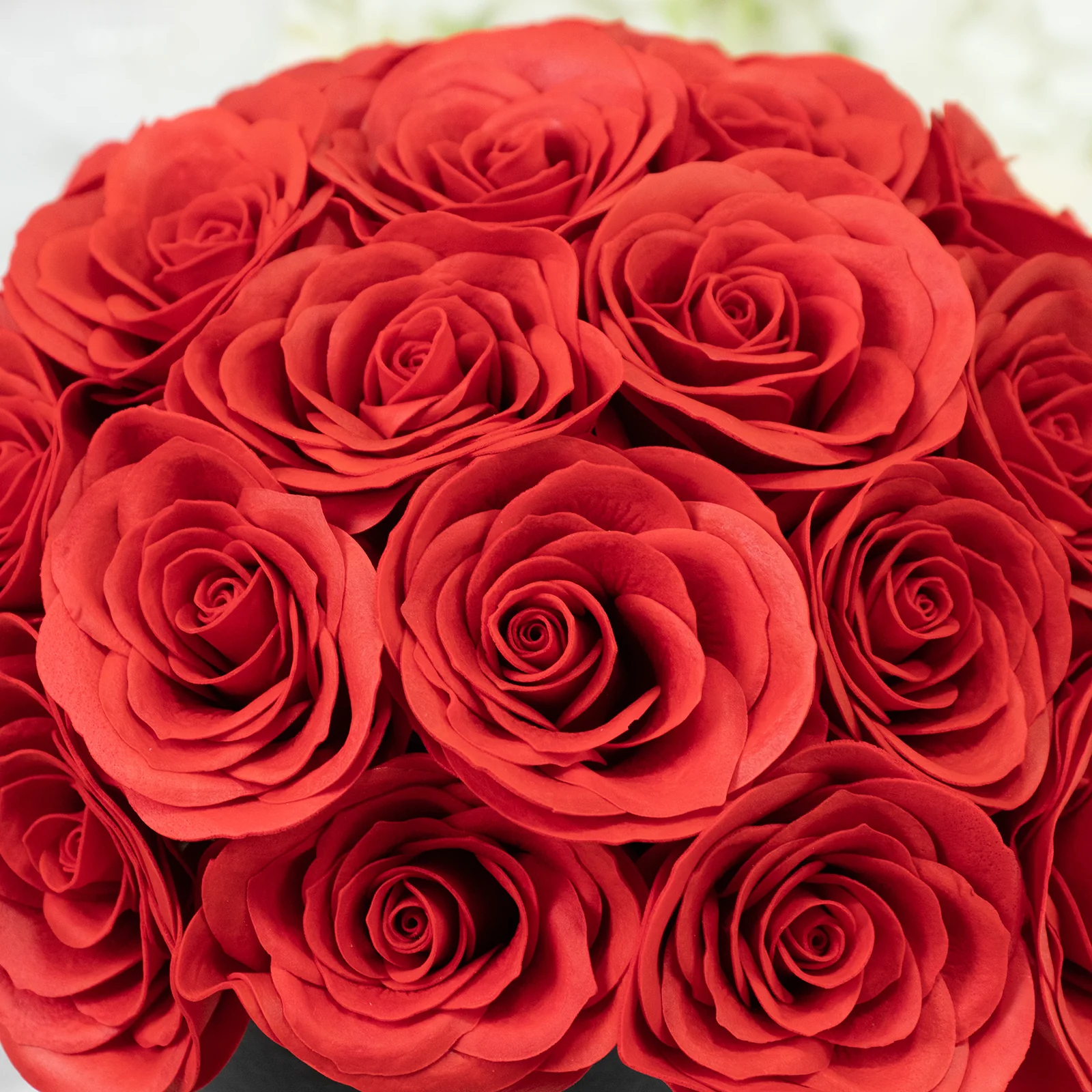 Prearranged Rose Centerpiece Arrangement, Red 27pcs Roses with Black Round Gift Box - Image 7