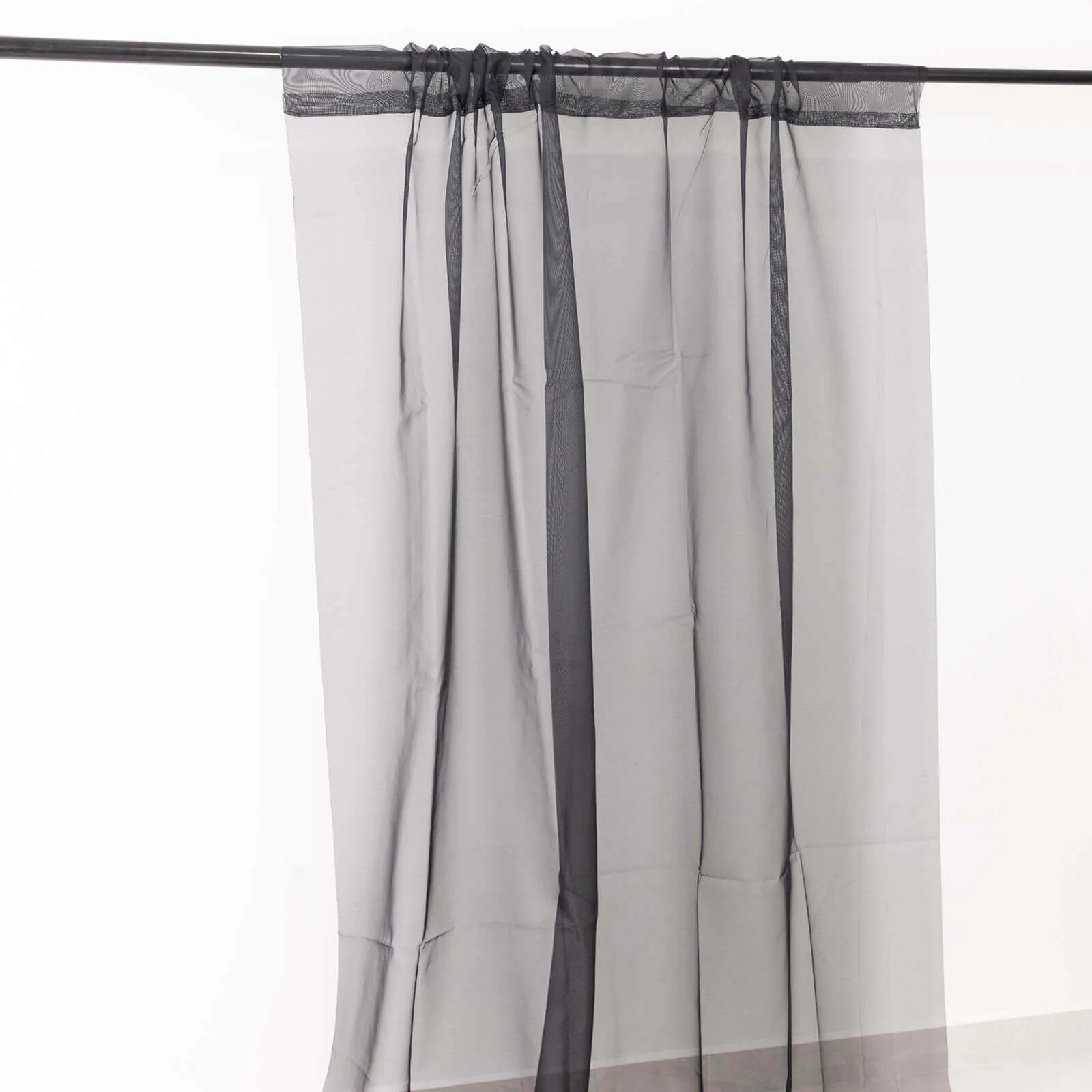 Black Chiffon Ceiling Drapery, Durable Flame Resistant Long Curtain Backdrop Panel With Rod Pocket 5ftx32ft - Image 2