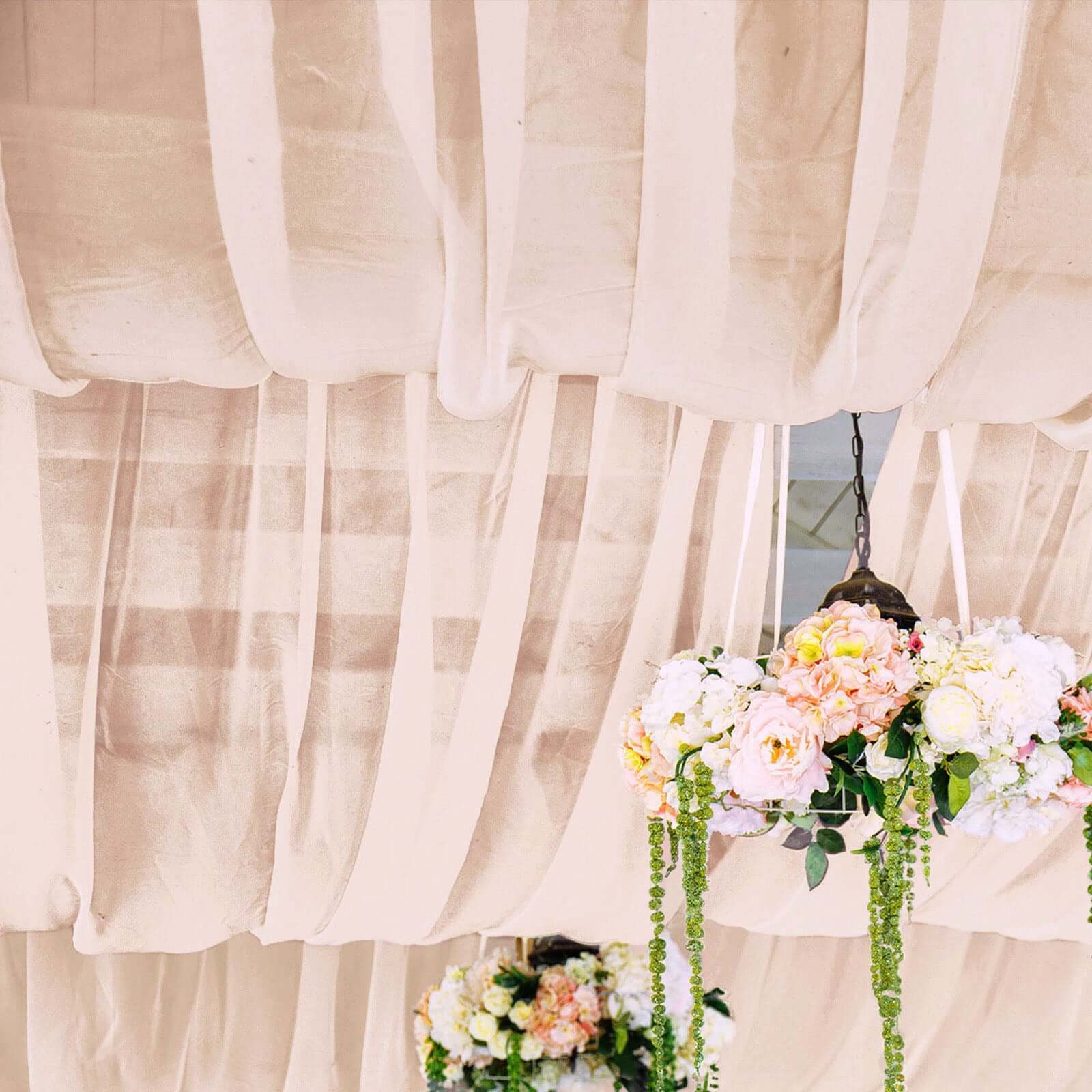 Blush Chiffon Ceiling Drapery, Durable Flame Resistant Long Curtain Backdrop Panel With Rod Pocket 5ftx32ft - Image 6