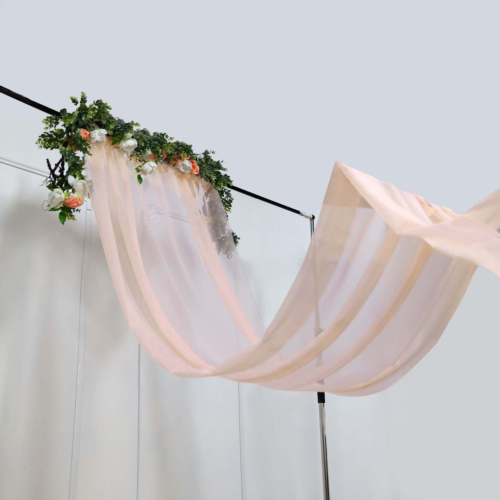 Blush Chiffon Drape Curtain, Durable Flame Resistant Backdrop Panel Ceiling Decoration With Rod Pocket 5ftx14ft - Image 3