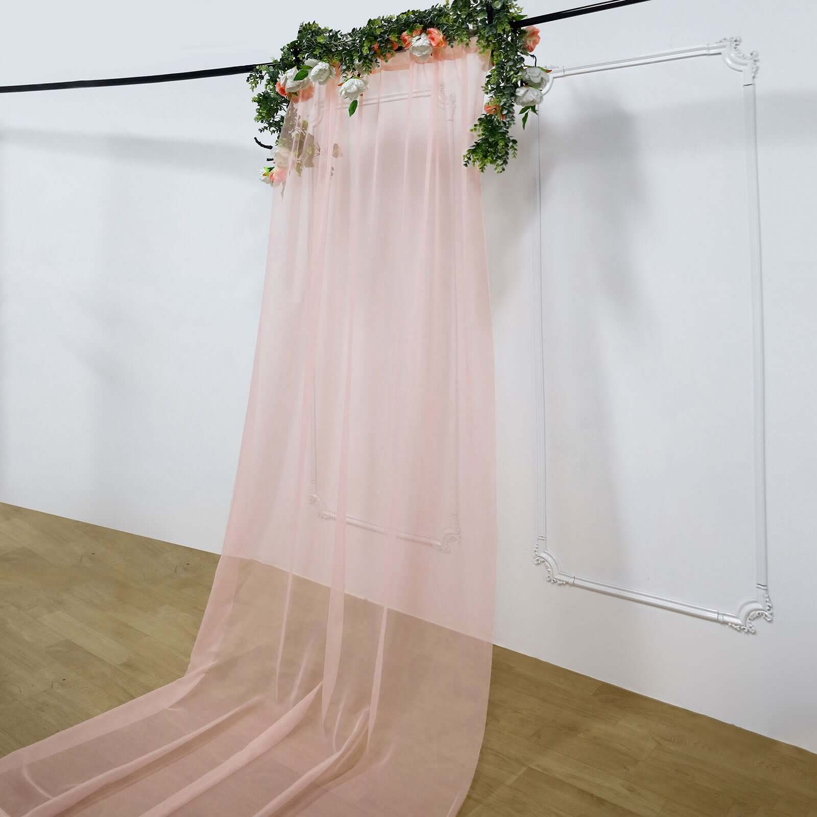 Blush Chiffon Drape Curtain, Durable Flame Resistant Backdrop Panel Ceiling Decoration With Rod Pocket 5ftx14ft - Image 6