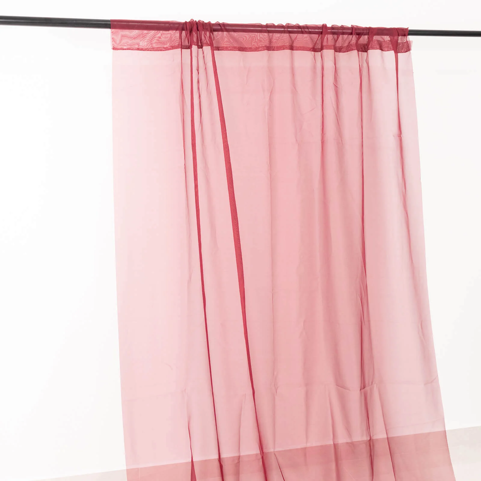 Burgundy Chiffon Ceiling Drapery, Durable Flame Resistant Long Curtain Backdrop Panel With Rod Pocket 5ftx32ft - Image 2