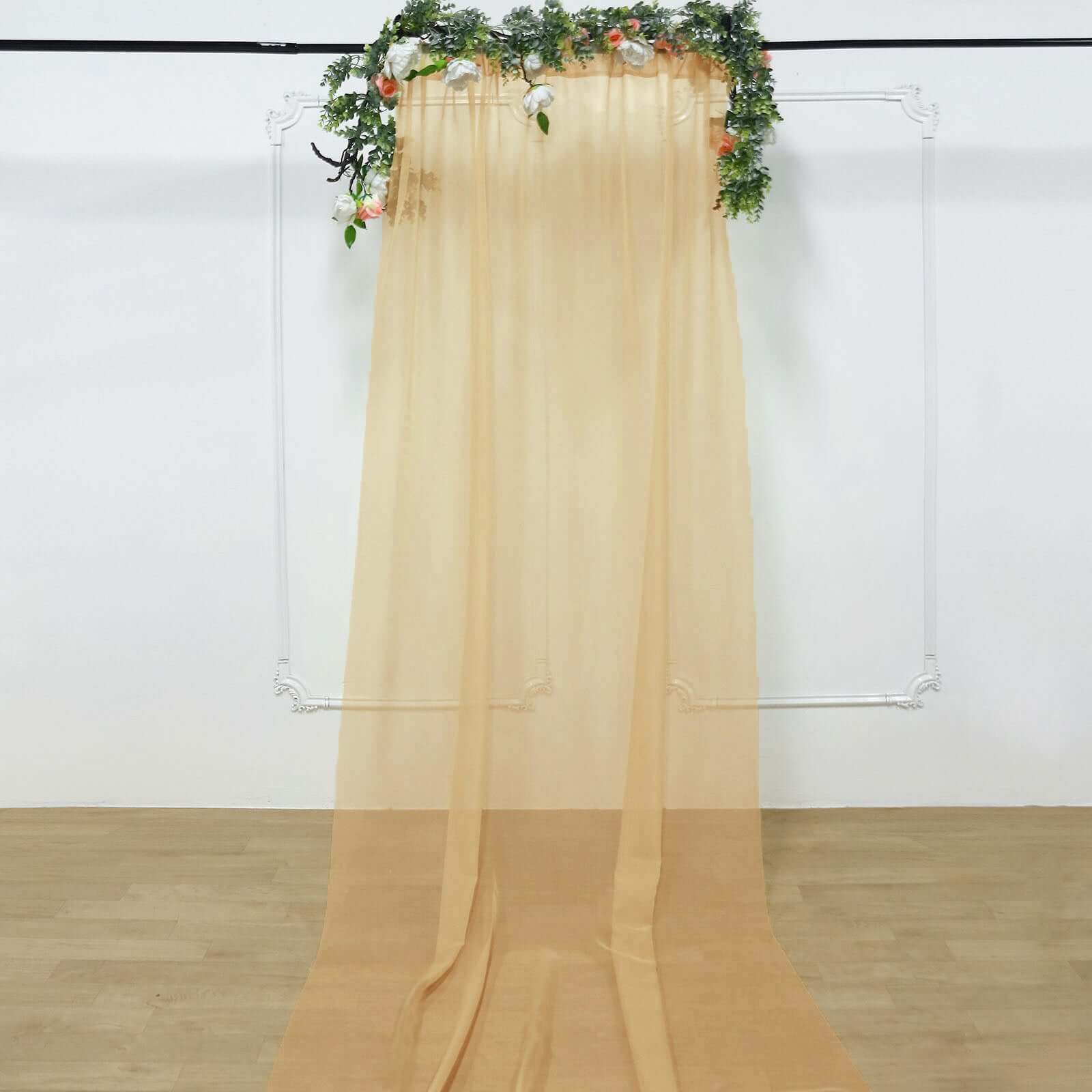 Champagne Chiffon Drape Curtain, Durable Flame Resistant Backdrop Panel Ceiling Decoration With Rod Pocket 5ftx14ft - Image 6