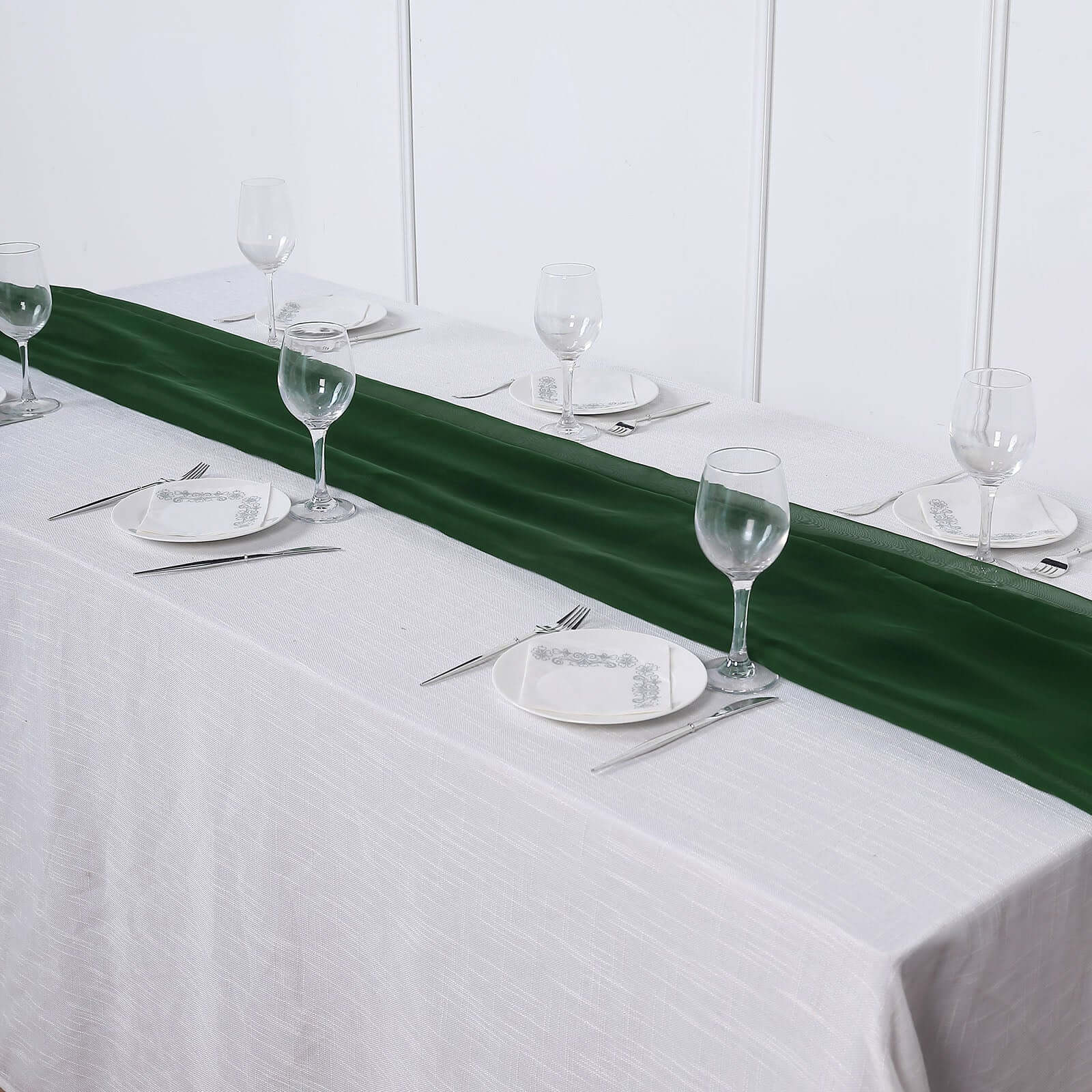 Chiffon Table Runner 6ft Hunter Emerald Green - Lightweight Table Linen - Image 3