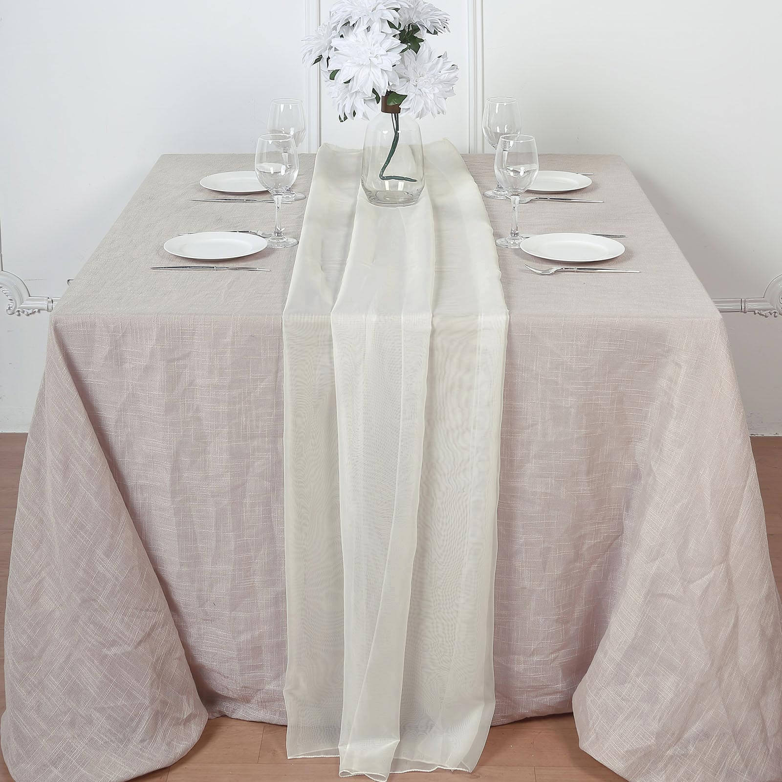 Chiffon Table Runner 6ft Ivory - Lightweight Table Linen
